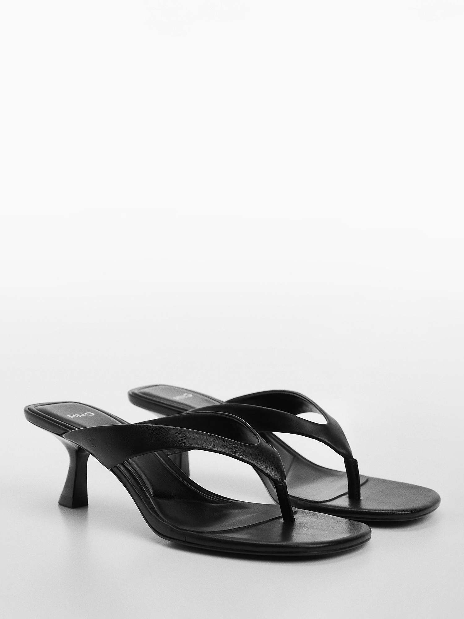 Buy Mango Kon Kitten Heel Toe Post Sandals, Black Online at johnlewis.com