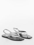 Mango Amanda Leather Straps Sandals, Silver