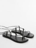 Mango Gozo Leather Straps Sandals, Black