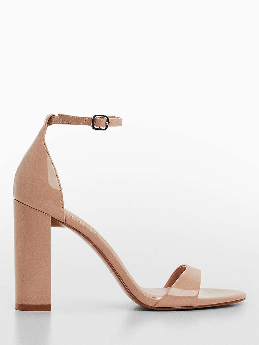 Buy Mango Batia High Block Heel Patent Sandals, Light Pink Online at johnlewis.com
