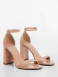 Mango Batia High Block Heel Patent Sandals, Light Pink