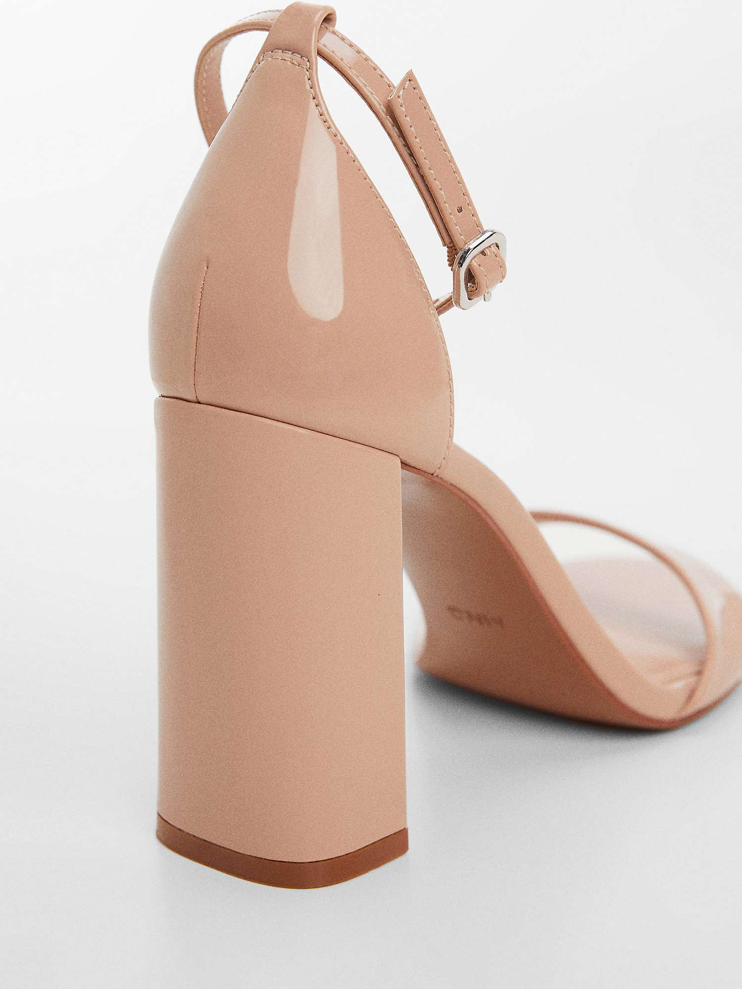 Buy Mango Batia High Block Heel Patent Sandals, Light Pink Online at johnlewis.com