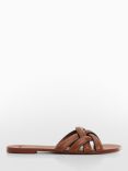 Mango Doblet Cross Strap Leather Slider Sandals, Medium Brown