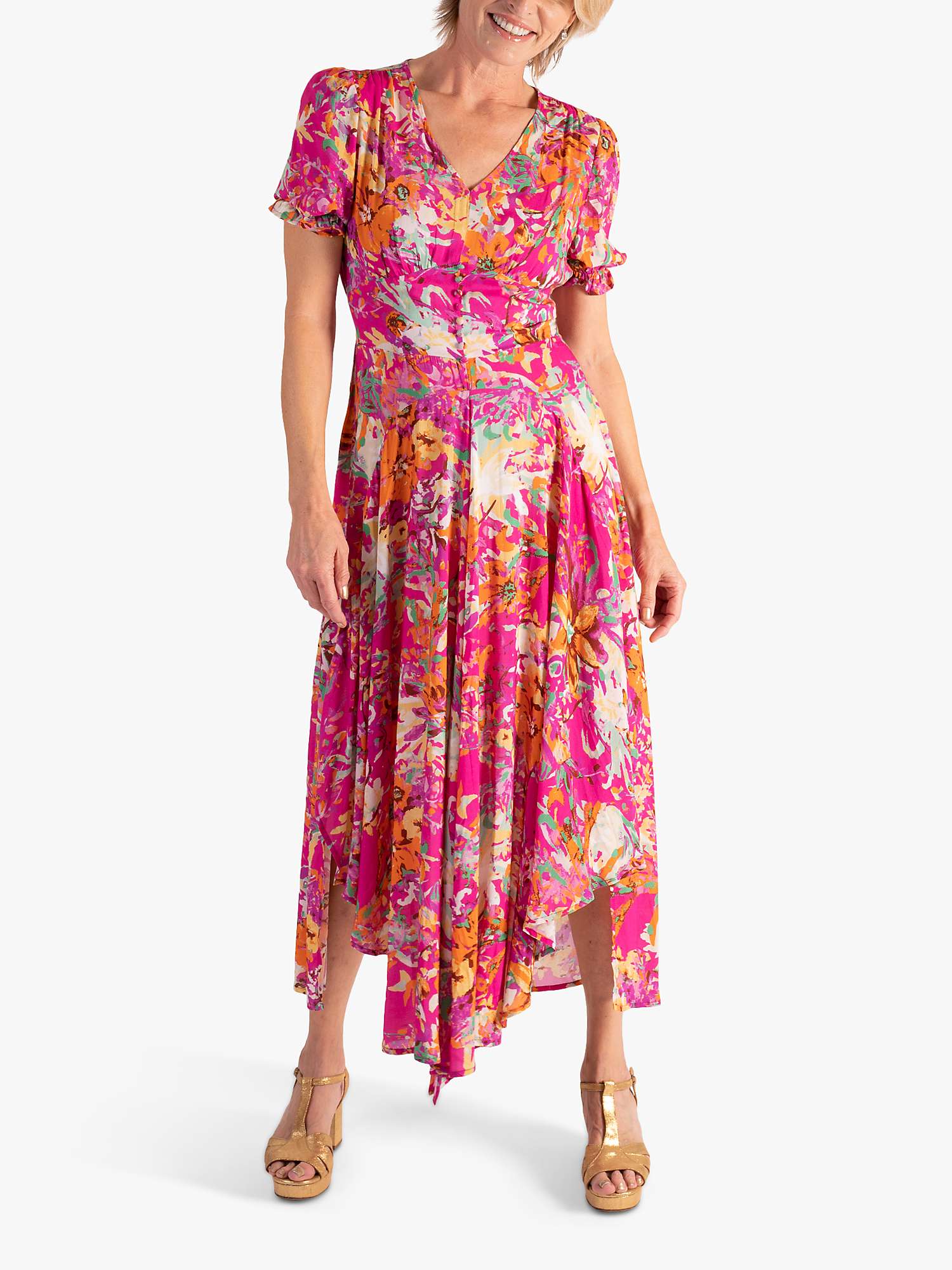 Buy chesca Floral Tea Midi Dress, Pink/Multi Online at johnlewis.com