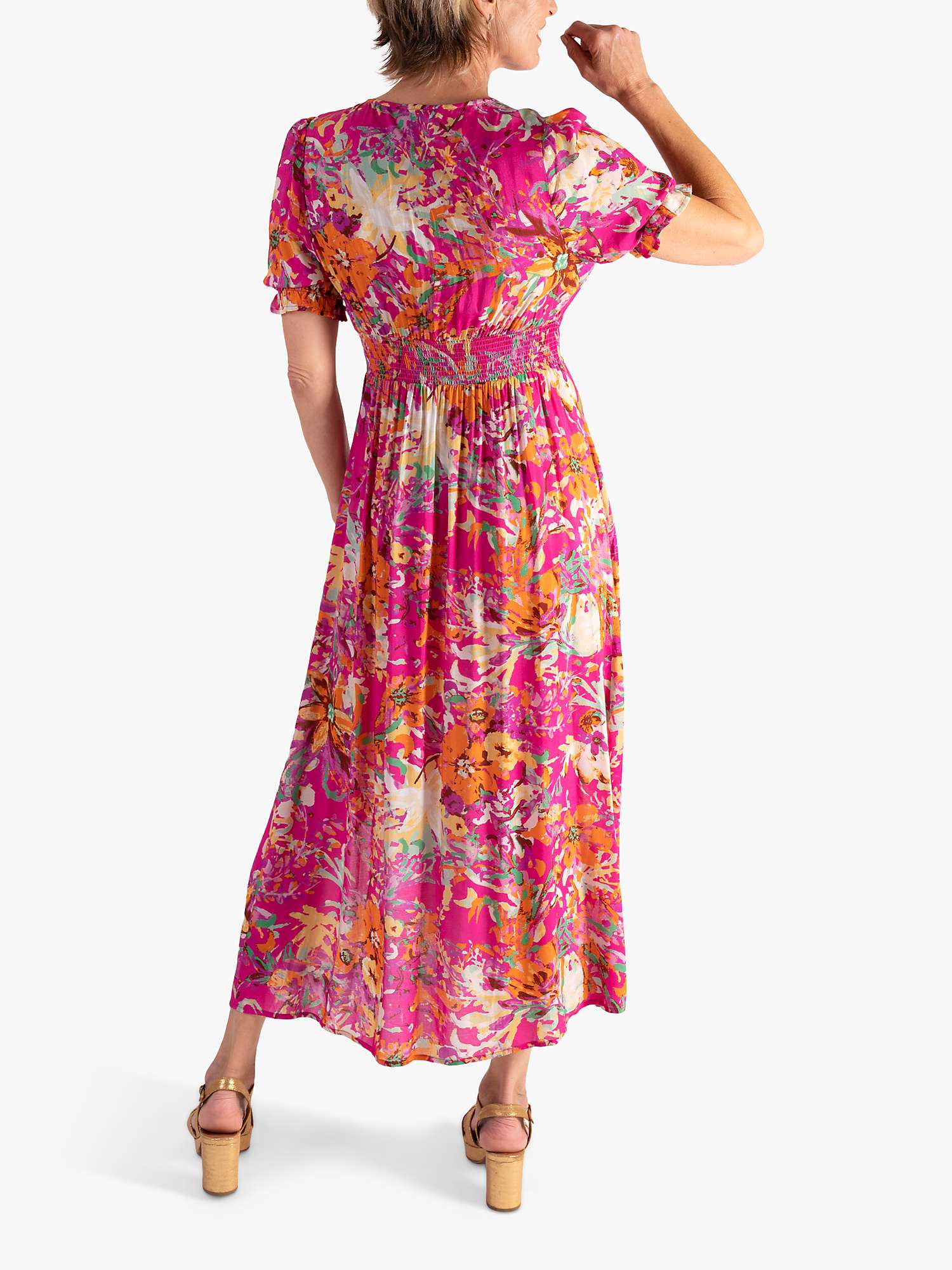Buy chesca Floral Tea Midi Dress, Pink/Multi Online at johnlewis.com