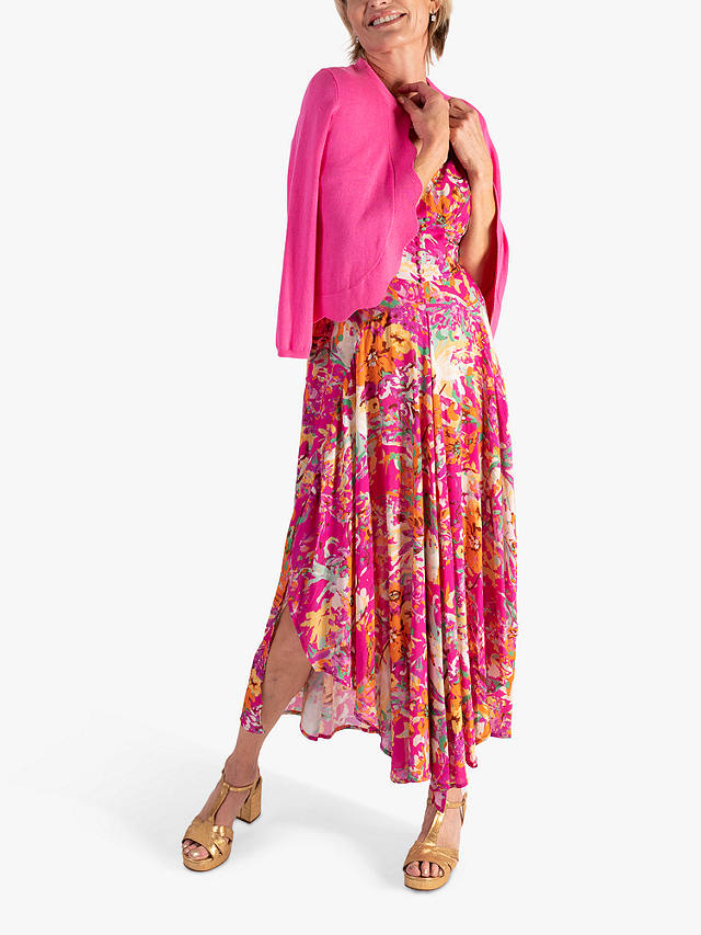 chesca Floral Tea Midi Dress, Pink/Multi