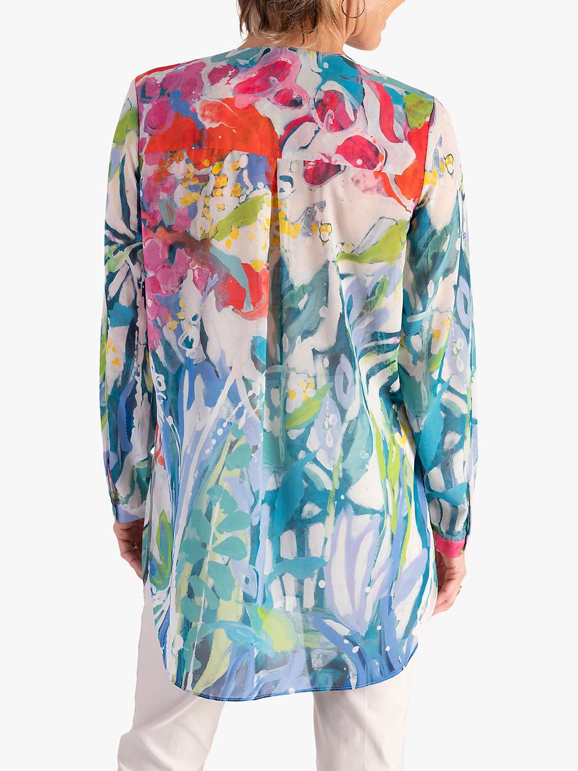 Buy chesca Abstract Spring Flowers Print Chiffon Shirt, Blue/Multi Online at johnlewis.com