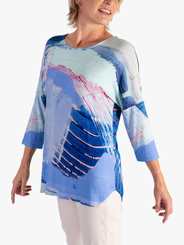 chesca Butterfly Print Batwing Top, Blue/Multi