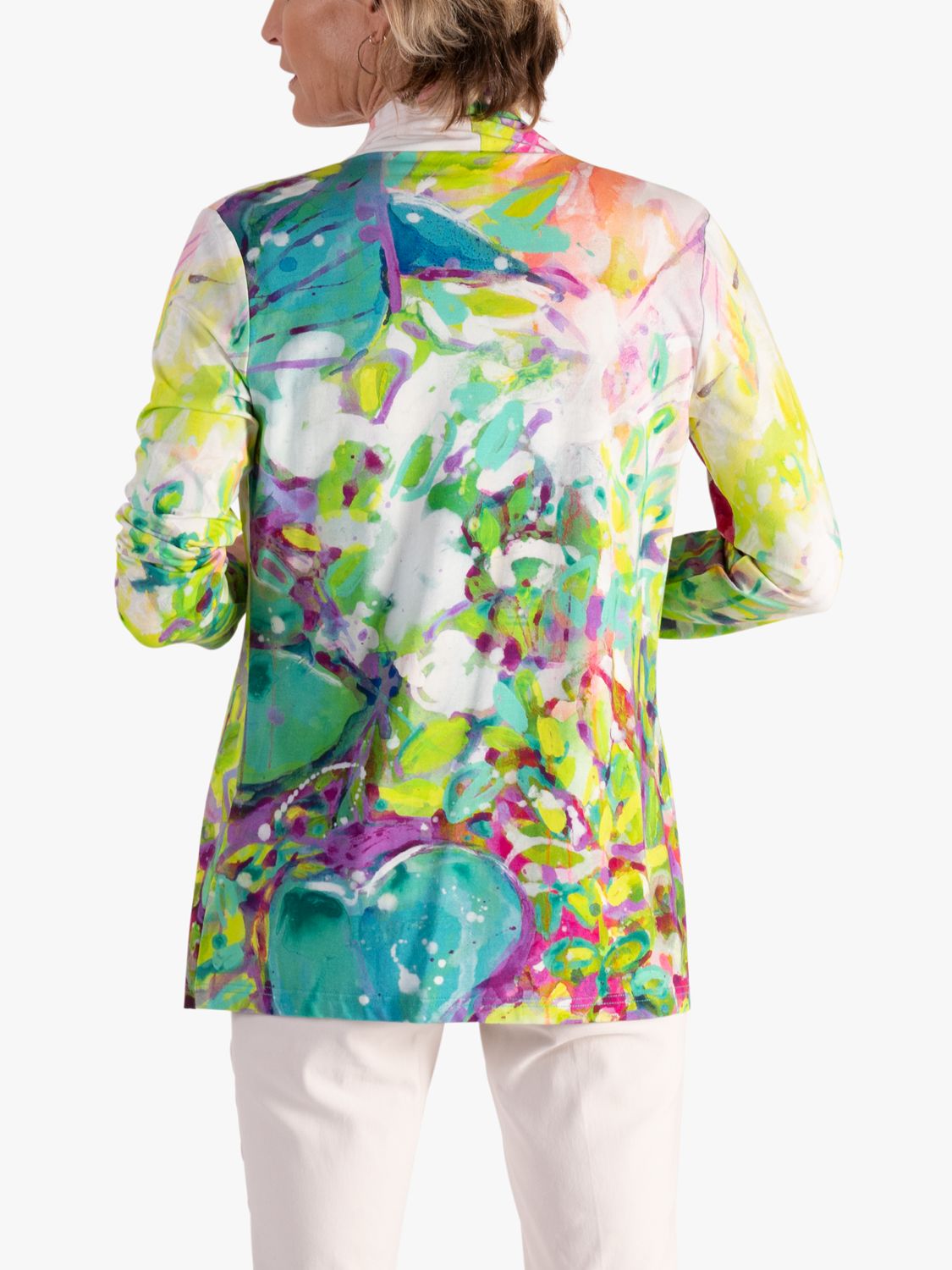 Buy chesca Butterfly Spring Flowers Print Jersey Cardigan, Green/Multi Online at johnlewis.com