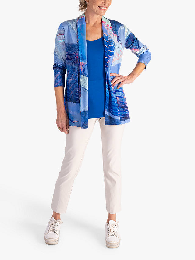 chesca Butterfly Print Jersey Cardigan, Blue/Multi