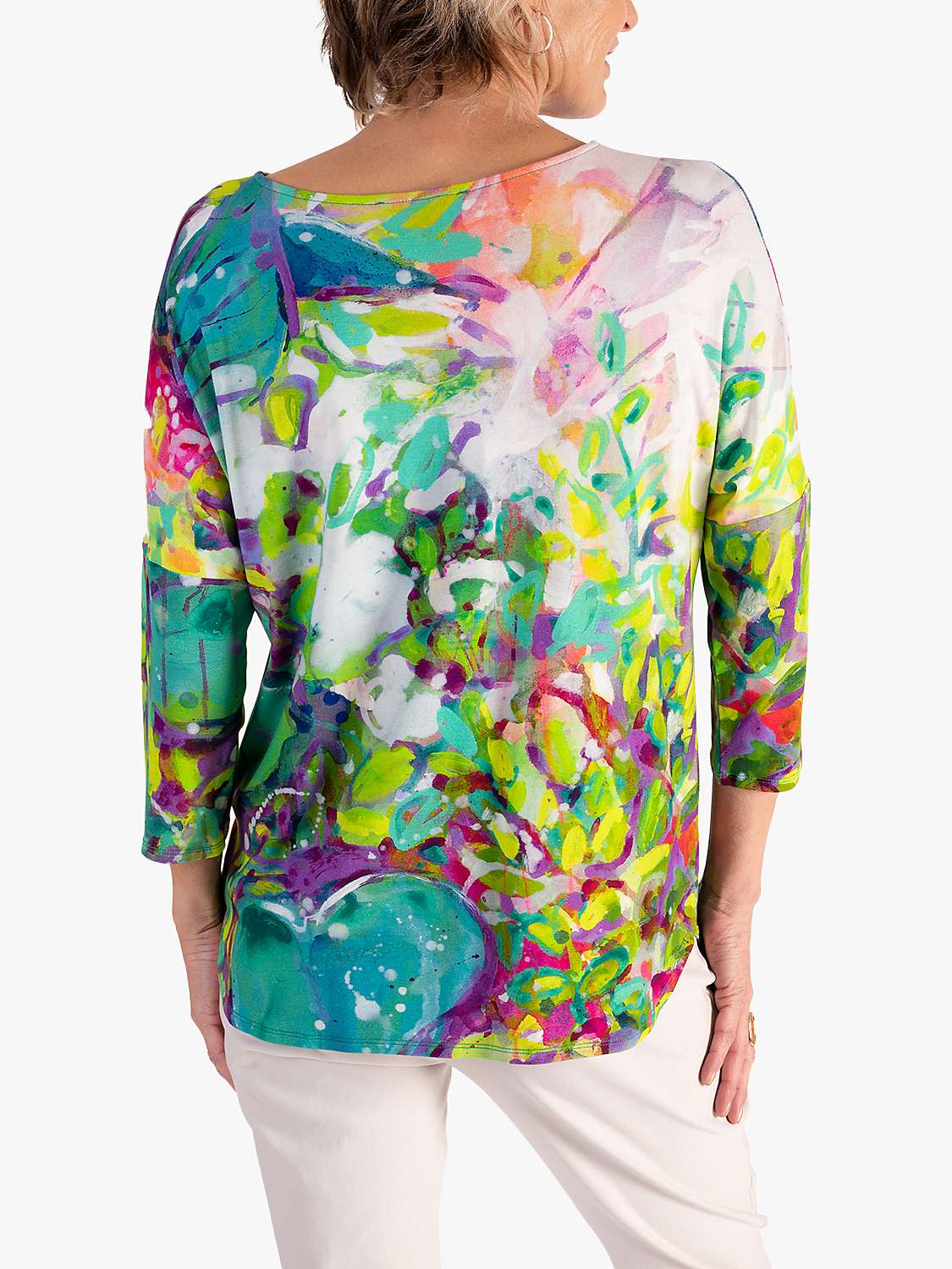 Buy chesca Spring Flowers Print Batwing Top, Green/Multi Online at johnlewis.com