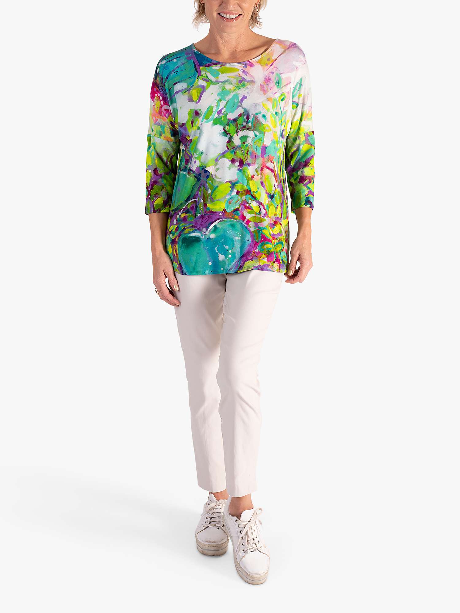 Buy chesca Spring Flowers Print Batwing Top, Green/Multi Online at johnlewis.com