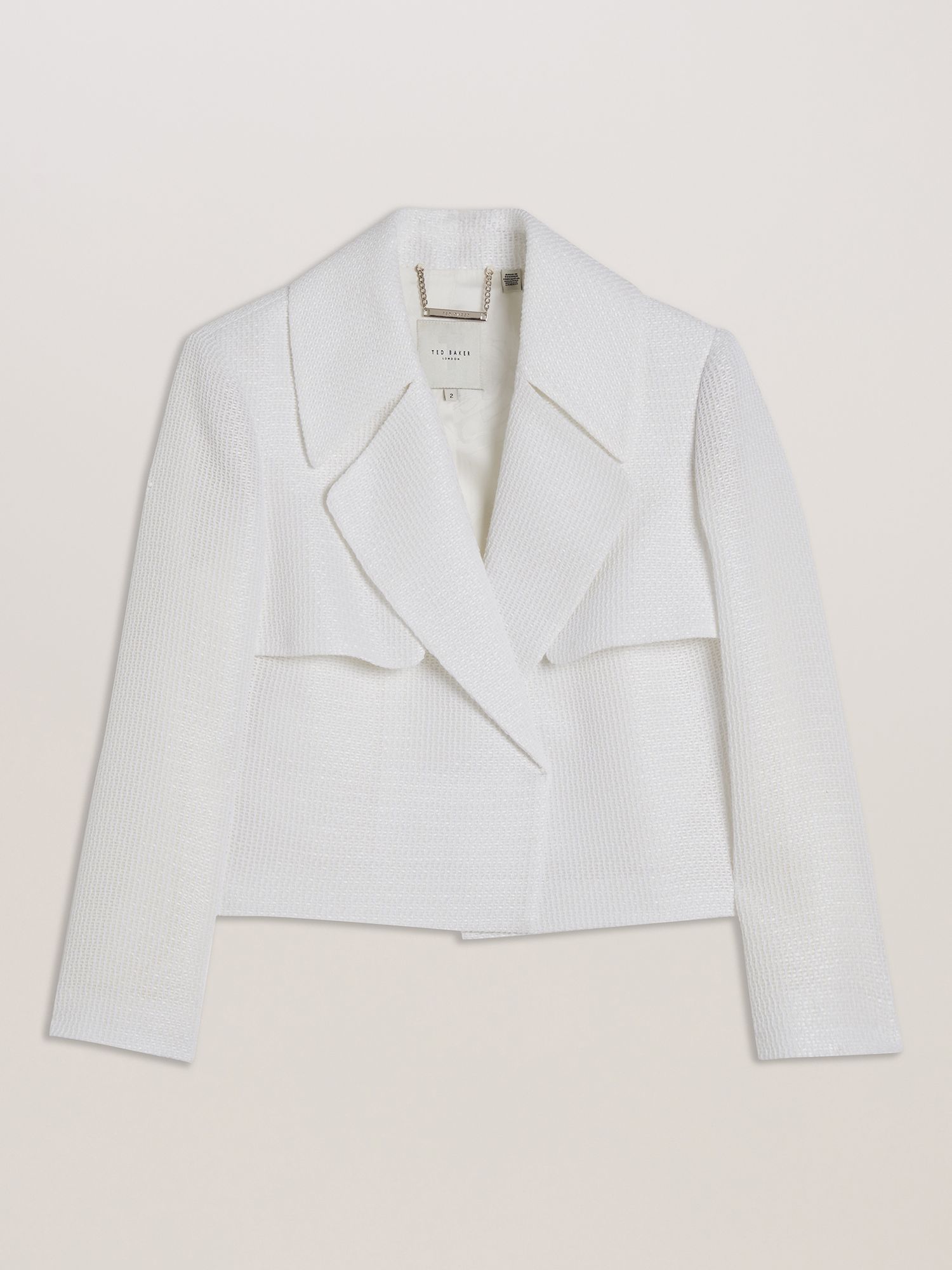 Buy Ted Baker Shiroi Cropped Raffia Jacket, White Online at johnlewis.com