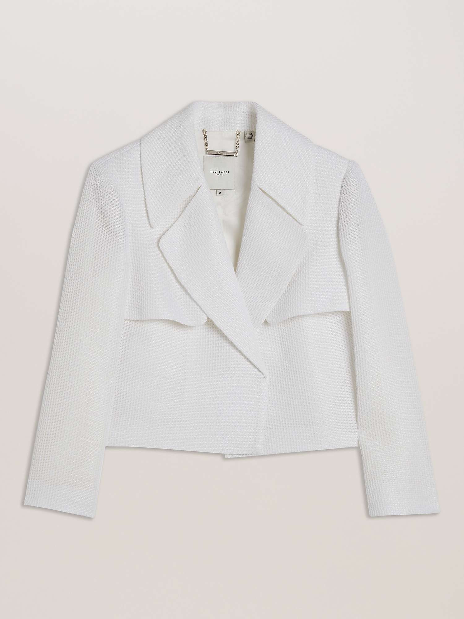 Buy Ted Baker Shiroi Cropped Raffia Jacket, White Online at johnlewis.com
