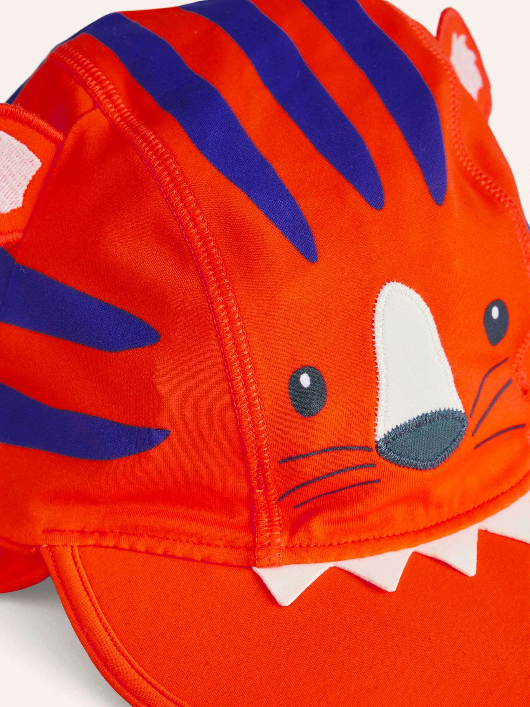 Mini Boden Kids' Tiger Sun Safe Swim Hat, Orange Tiger, 12-24 months