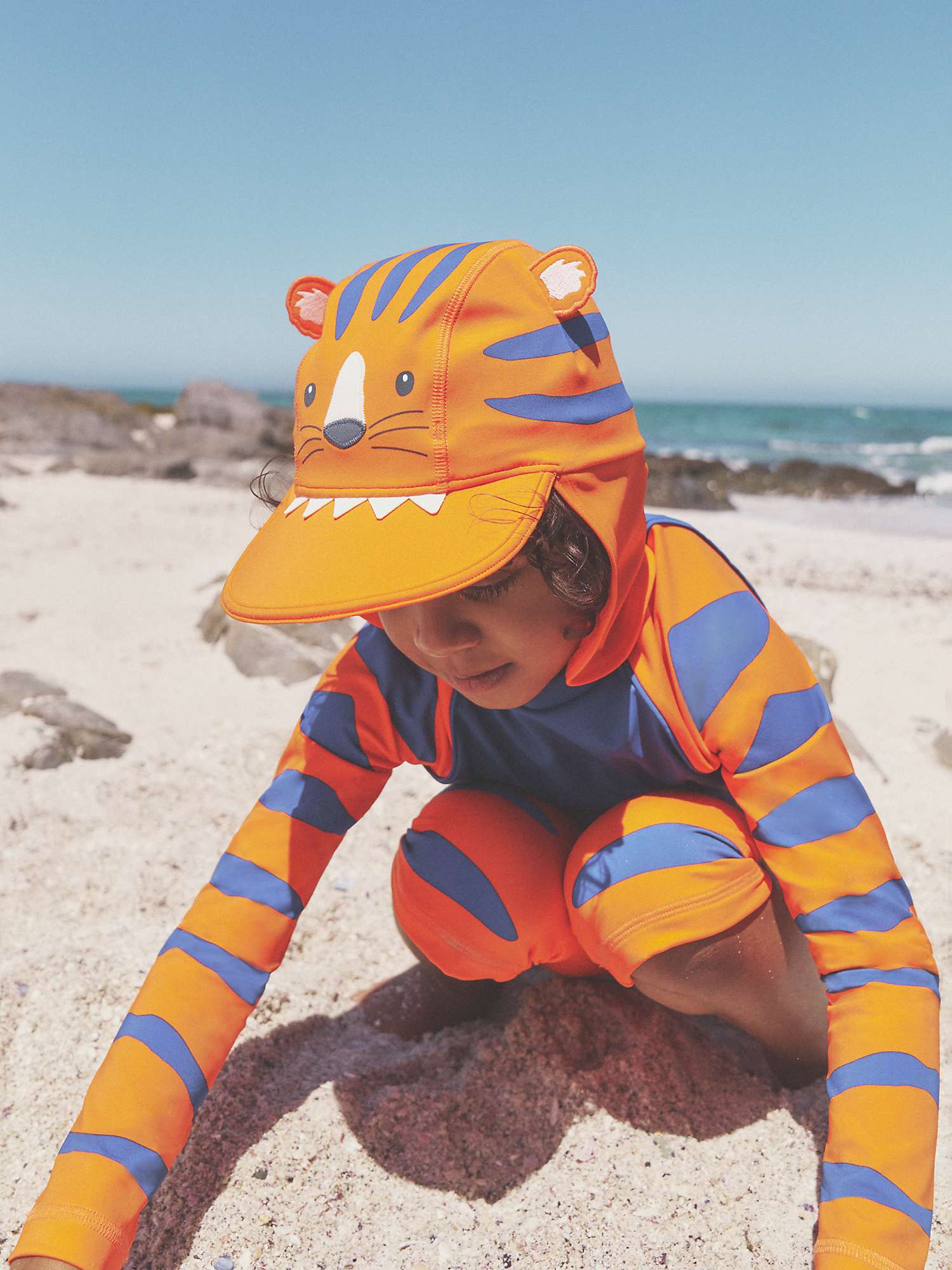Buy Mini Boden Kids' Tiger Sun Safe Swim Hat, Orange Online at johnlewis.com