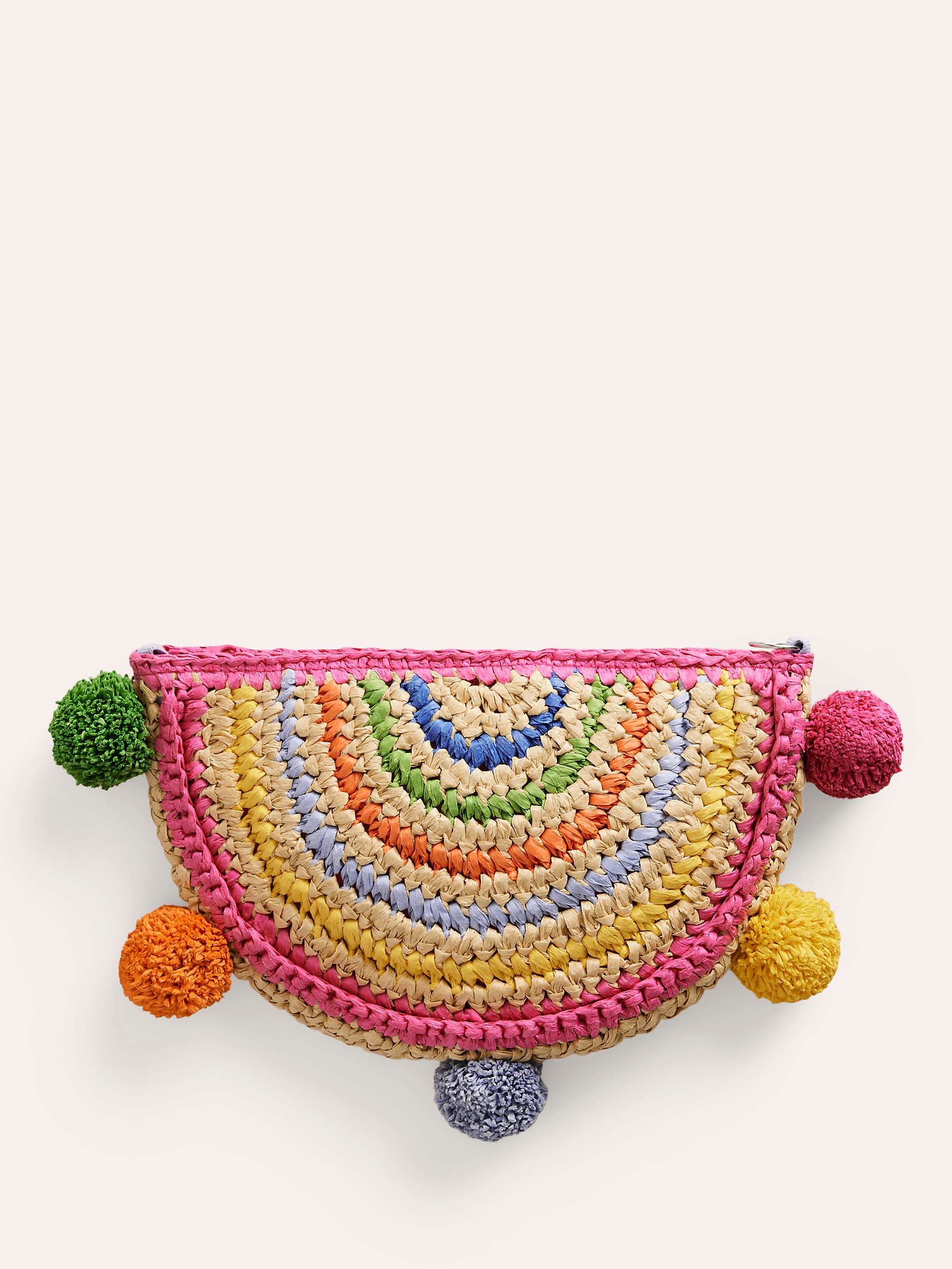 Buy Mini Boden Kids' Straw Rainbow Pom Pom Bag, Natural/Multi Online at johnlewis.com