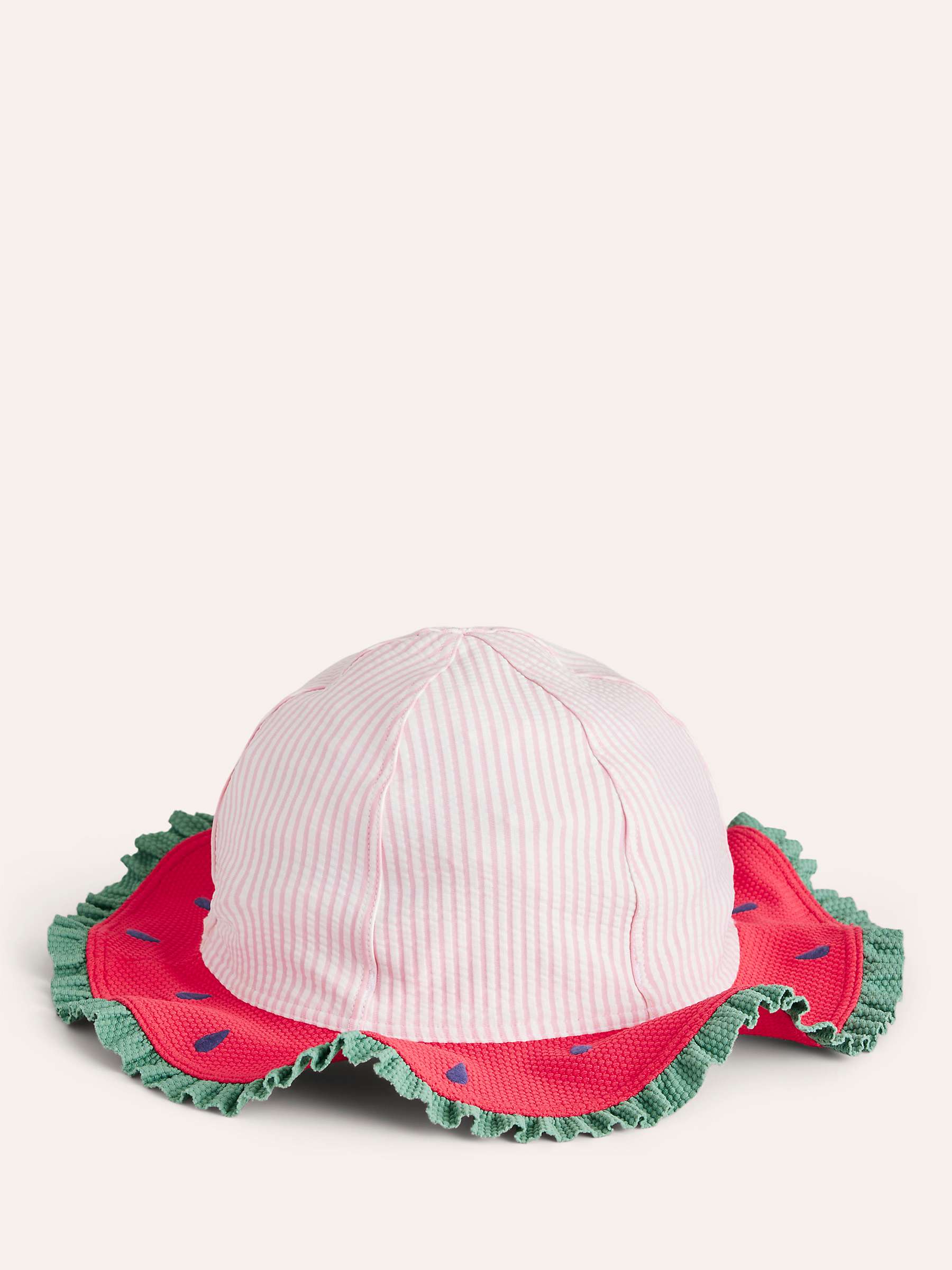 Buy Mini Boden Kids' Watermelon Stripe Wide Brim Hat, Pink/Multi Online at johnlewis.com