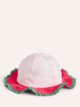 Mini Boden Kids' Watermelon Stripe Wide Brim Hat, Pink/Multi