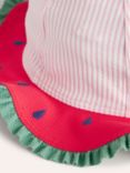 Mini Boden Kids' Watermelon Stripe Wide Brim Hat, Pink/Multi
