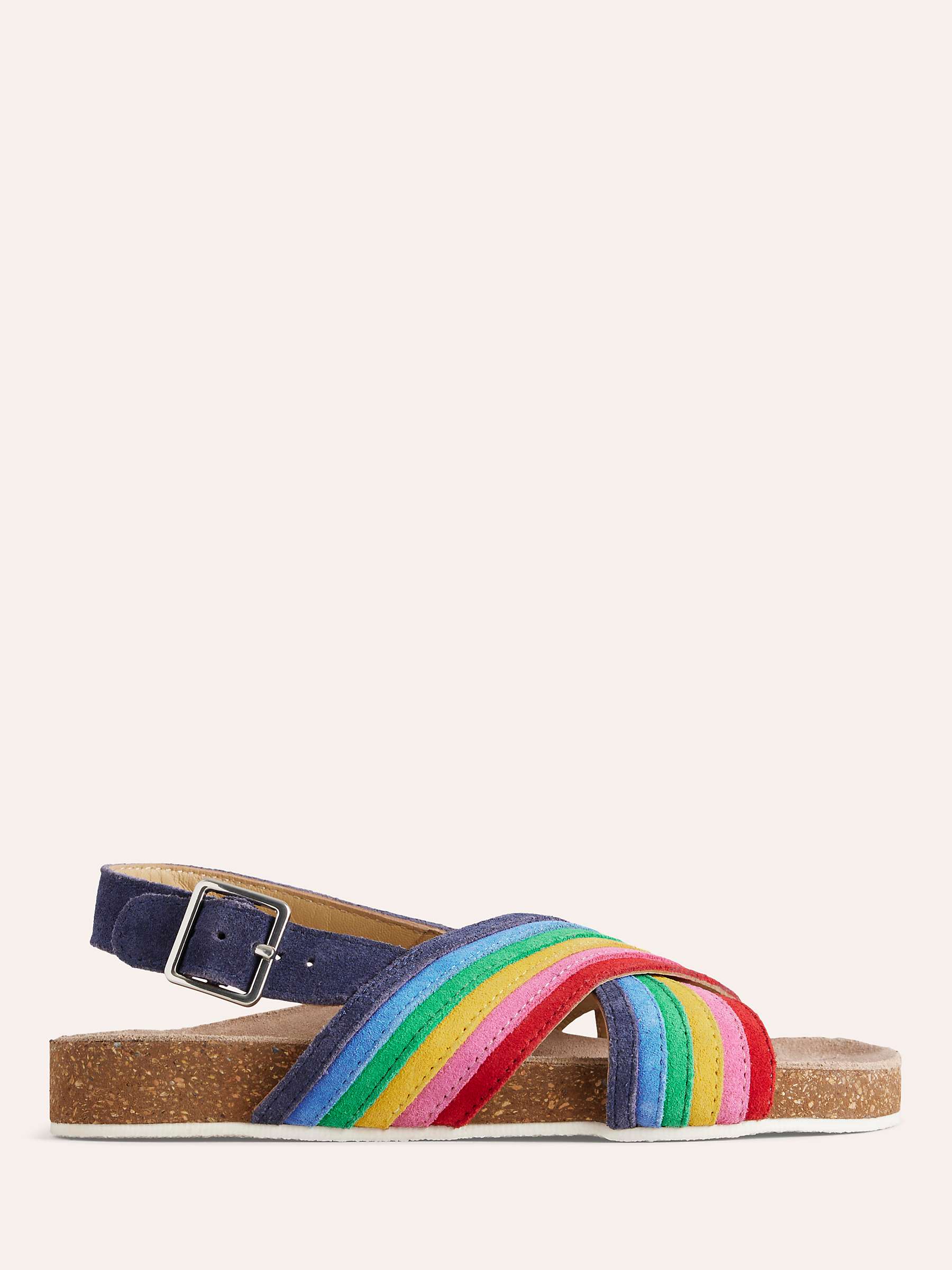 Buy Mini Boden Kids' Suede Rainbow Cross Over Sandals, Multi Online at johnlewis.com