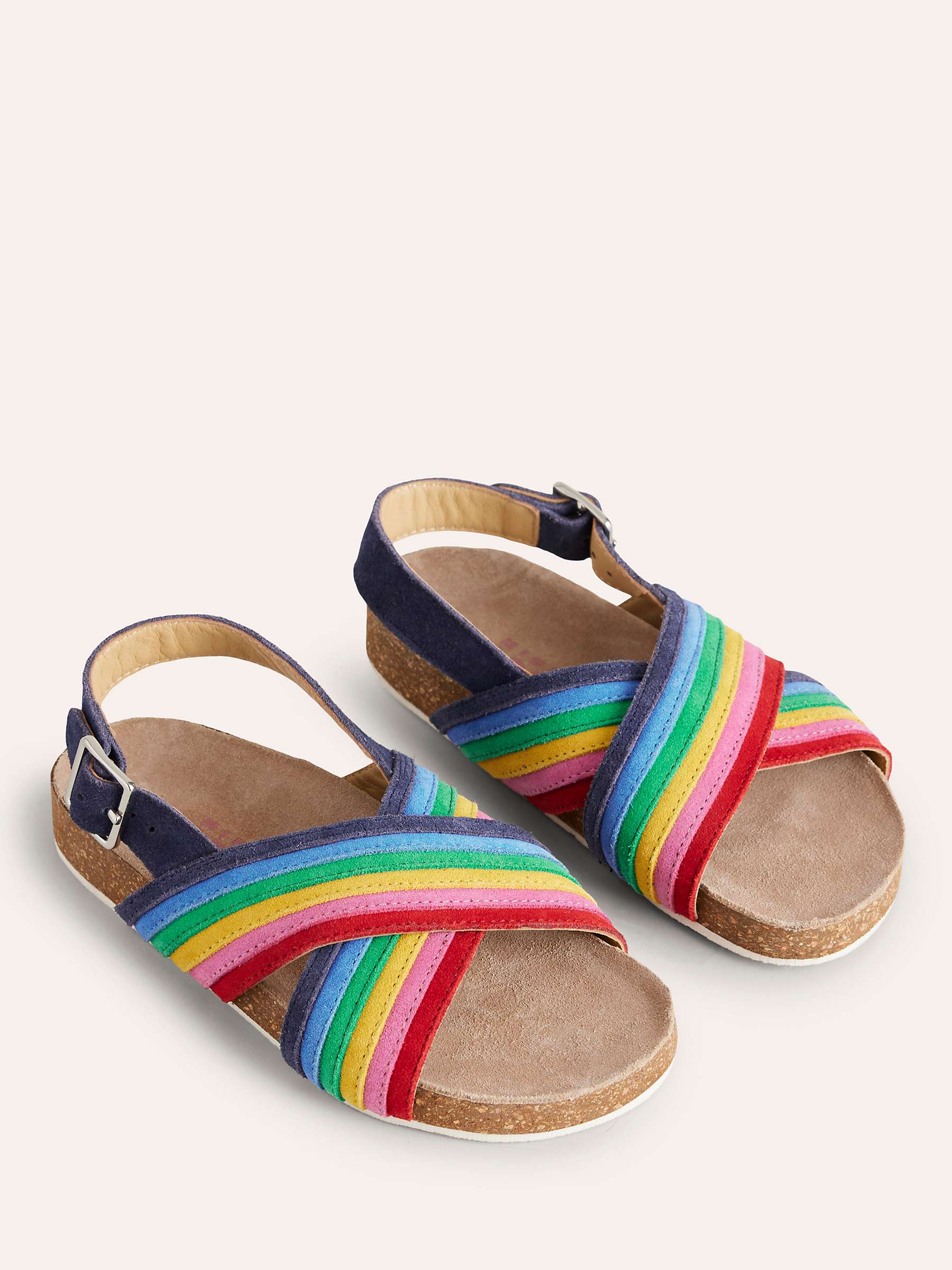Buy Mini Boden Kids' Suede Rainbow Cross Over Sandals, Multi Online at johnlewis.com