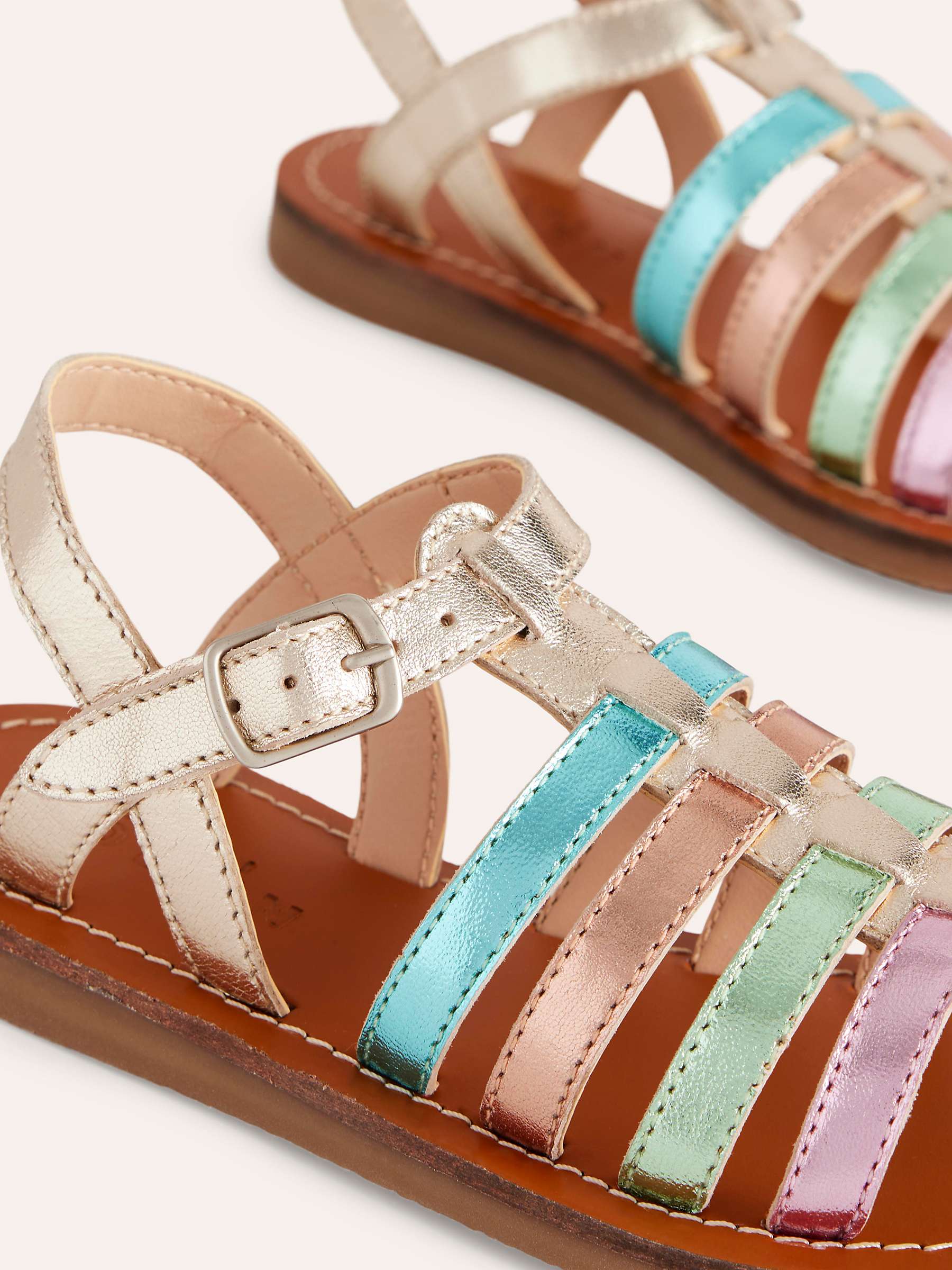 Buy Mini Boden Kids' Leather Ombre Metallic Strappy Sandals, Multi Online at johnlewis.com