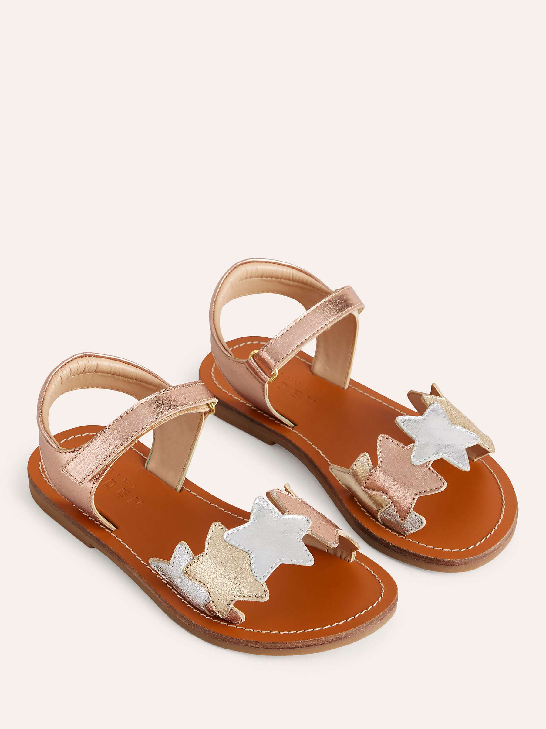 Buy Mini Boden Kids' Metallic Star Sandals, Gold/Multi Online at johnlewis.com