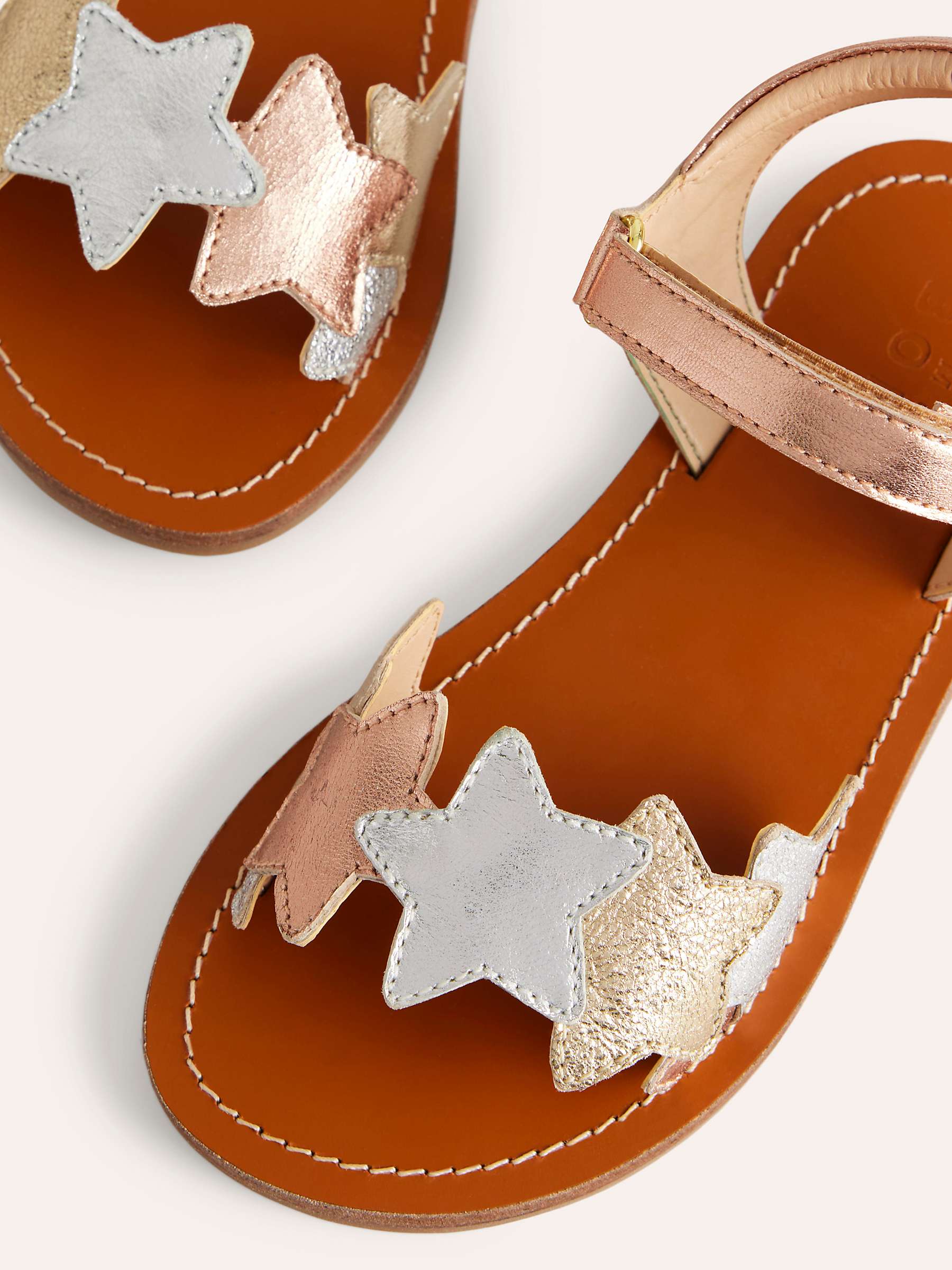 Buy Mini Boden Kids' Metallic Star Sandals, Gold/Multi Online at johnlewis.com