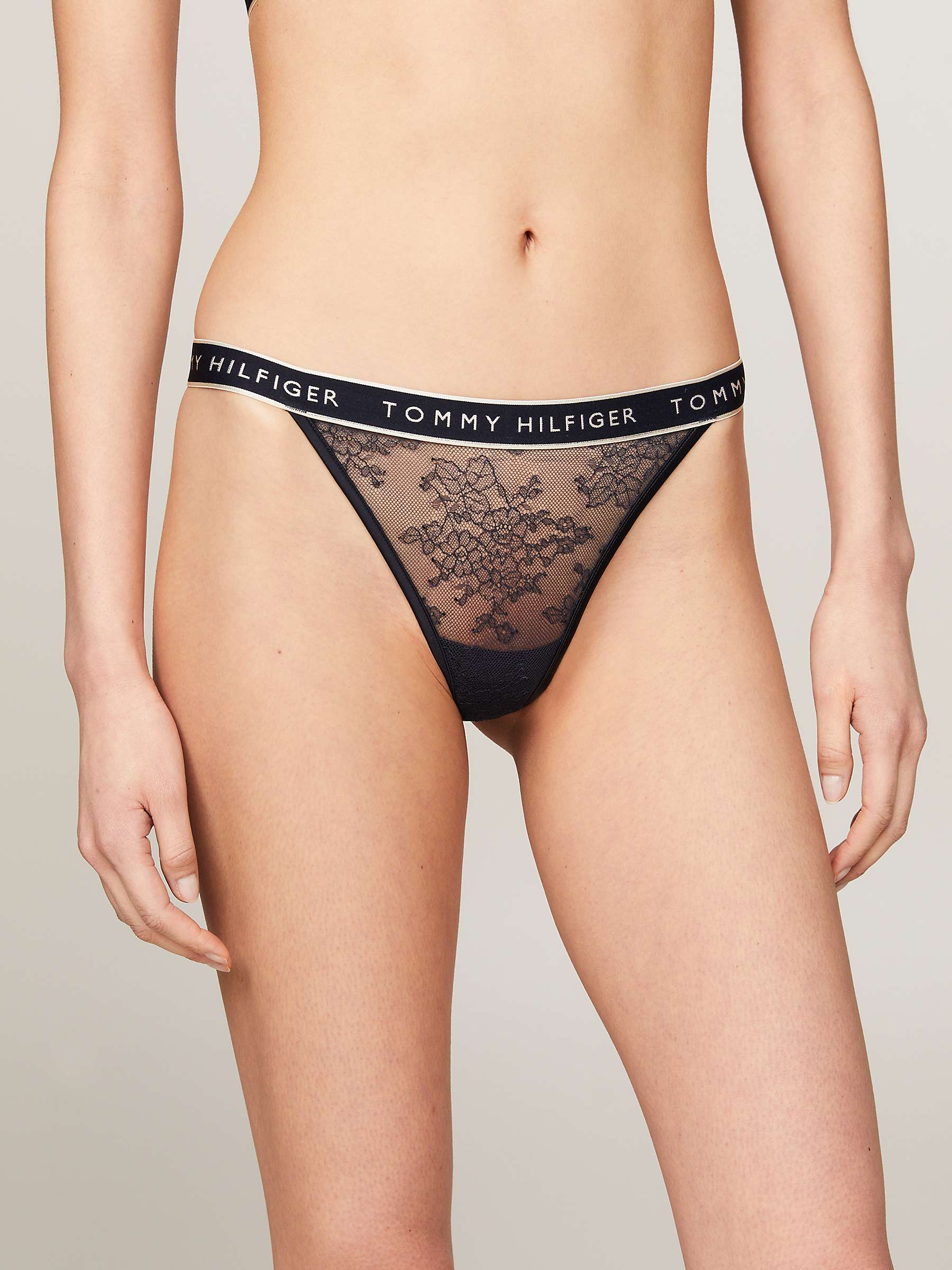 Buy Tommy Hilfiger Lace Tanga Knickers, Desert Sky Online at johnlewis.com