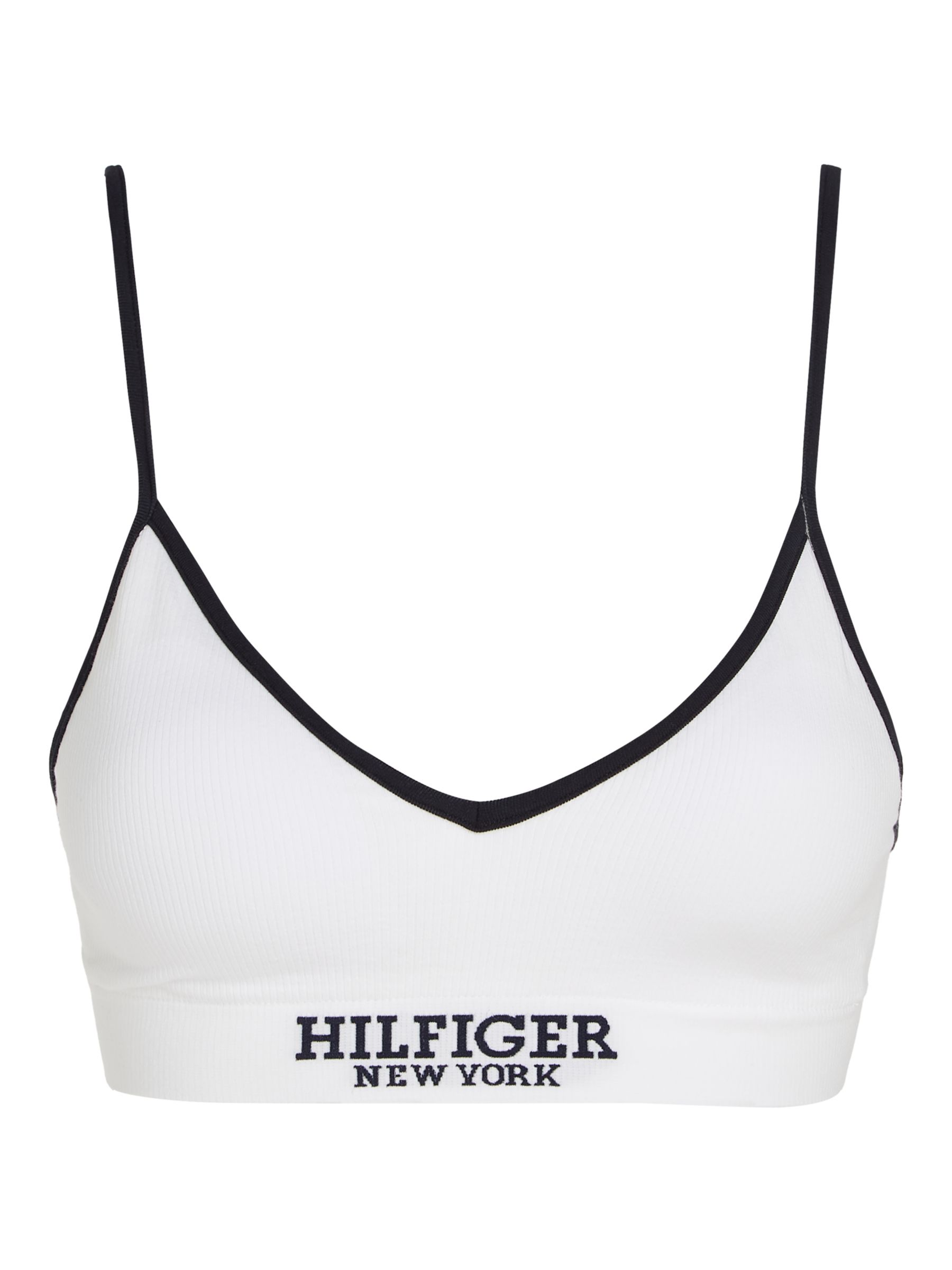 Buy Tommy Hilfiger Logo V-Neck Bralette, White Online at johnlewis.com