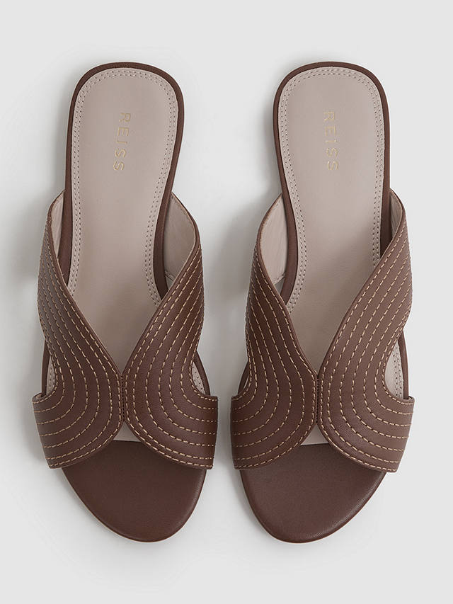 Reiss Rose Leather Mules, Tan