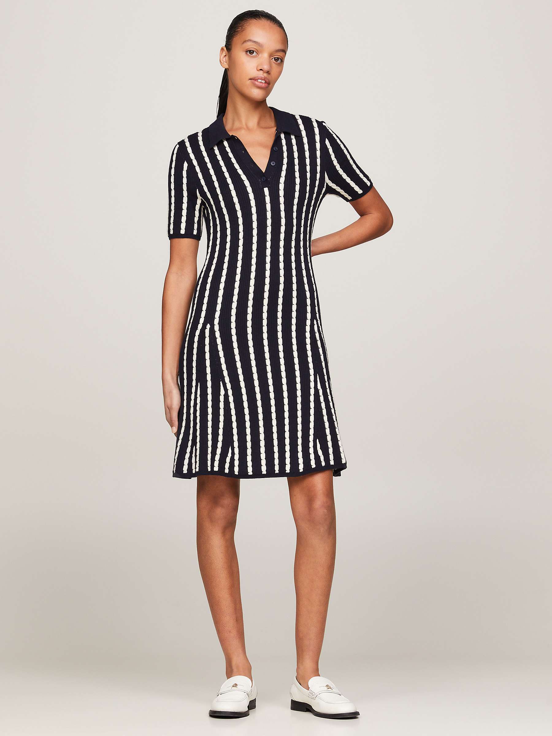 Buy Tommy Hilfiger Cable Knit Polo Dress, Desert Sky/Calico Online at johnlewis.com
