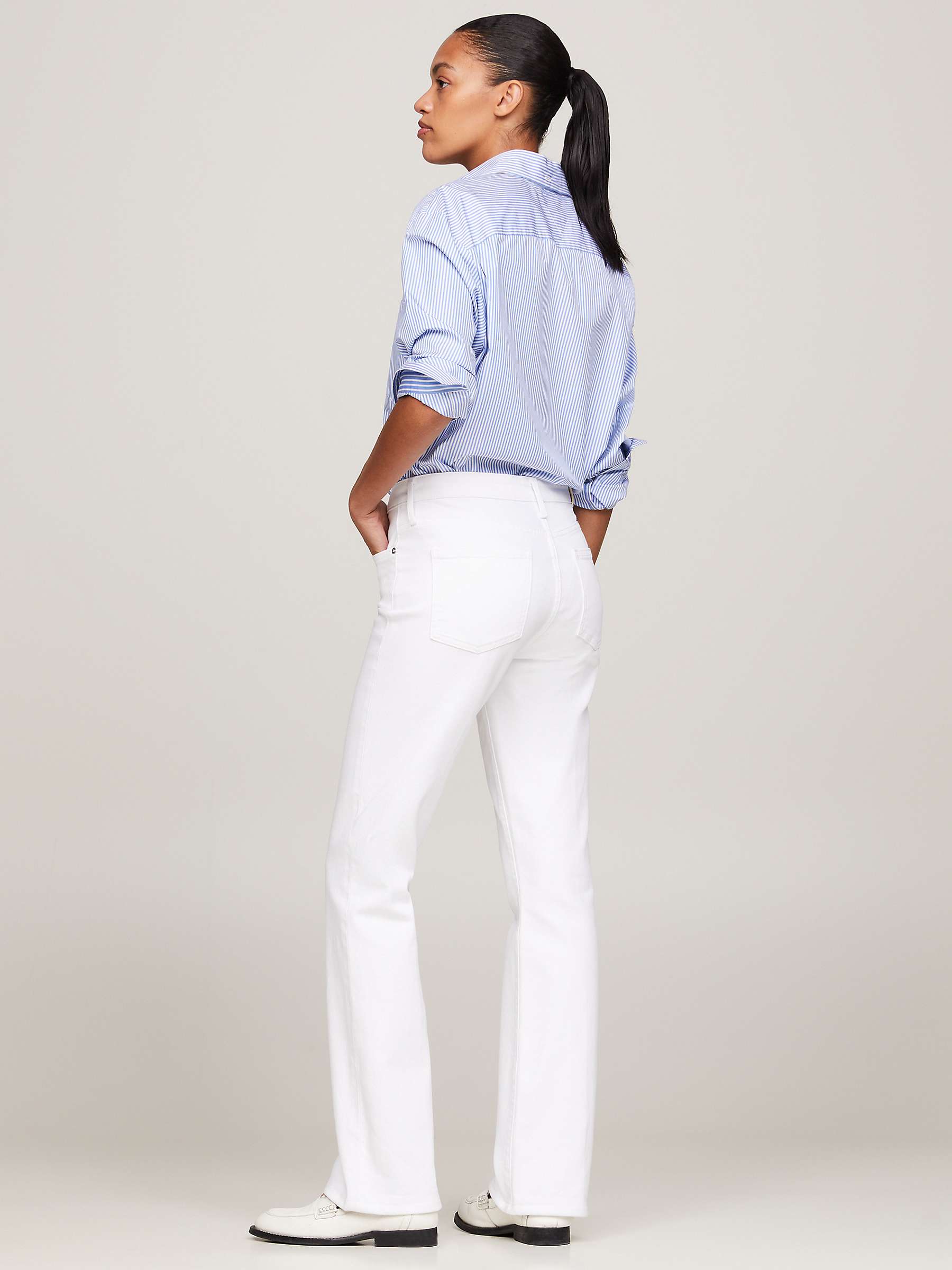 Buy Tommy Hilfiger Bootcut Cotton Blend Jeans, Optic White Online at johnlewis.com