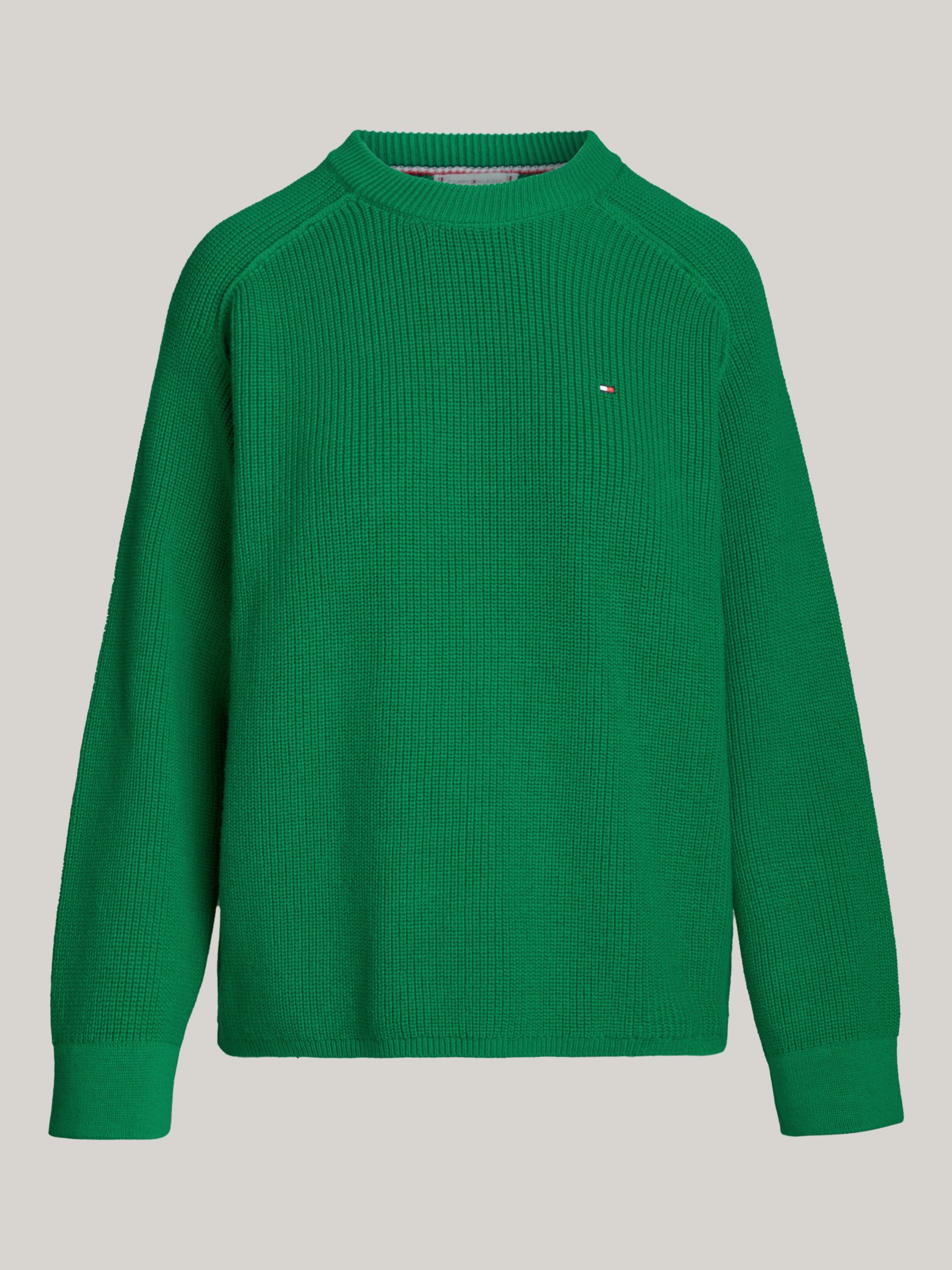 Buy Tommy Hilfiger Rib Knit Crew Neck Jumper, Olympic Green Online at johnlewis.com