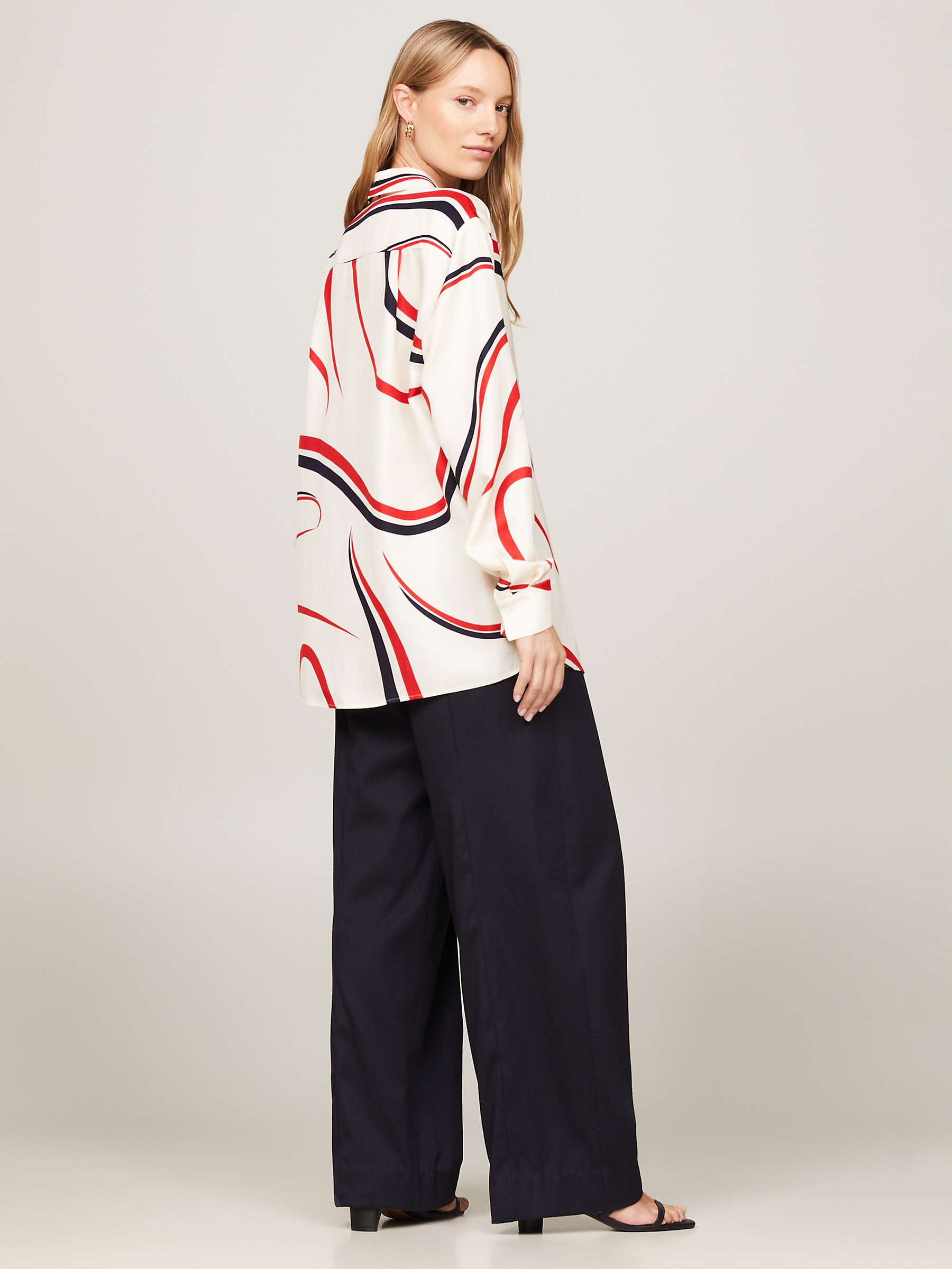 Buy Tommy Hilfiger Relaxed Ribbon Print Linen Blend Shirt, Ecru/Multi Online at johnlewis.com