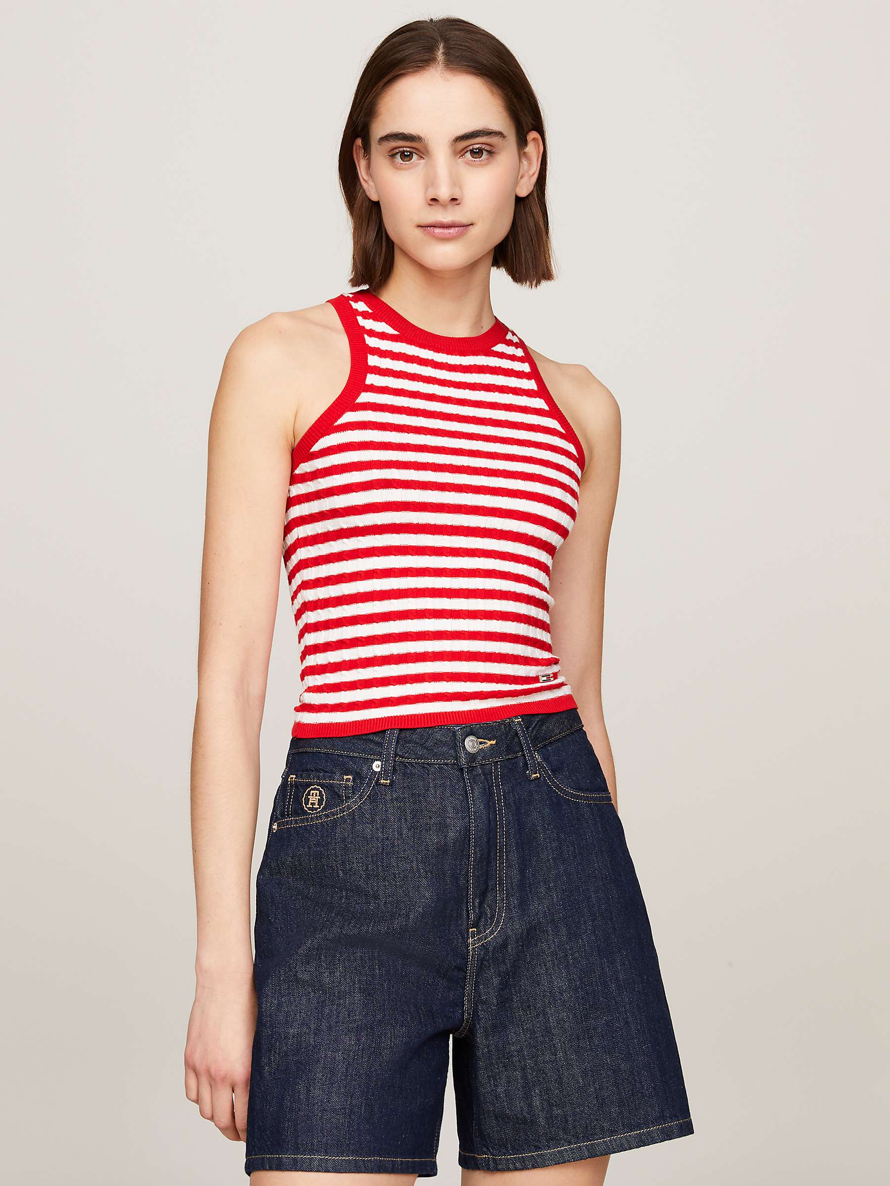 Buy Tommy Hilfiger Knitted Stripe Tank Top, Calico/Red Online at johnlewis.com