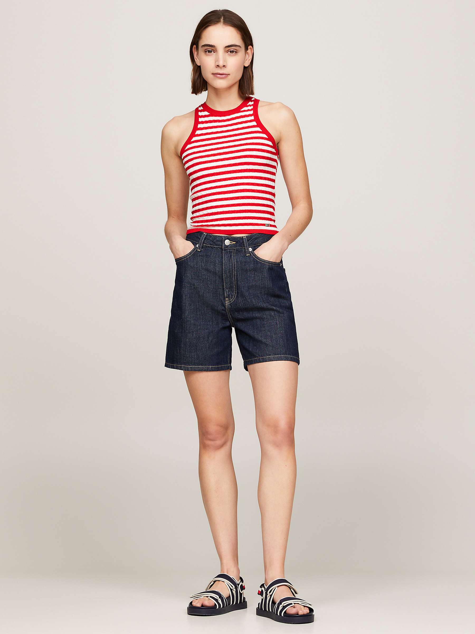 Buy Tommy Hilfiger Knitted Stripe Tank Top, Calico/Red Online at johnlewis.com