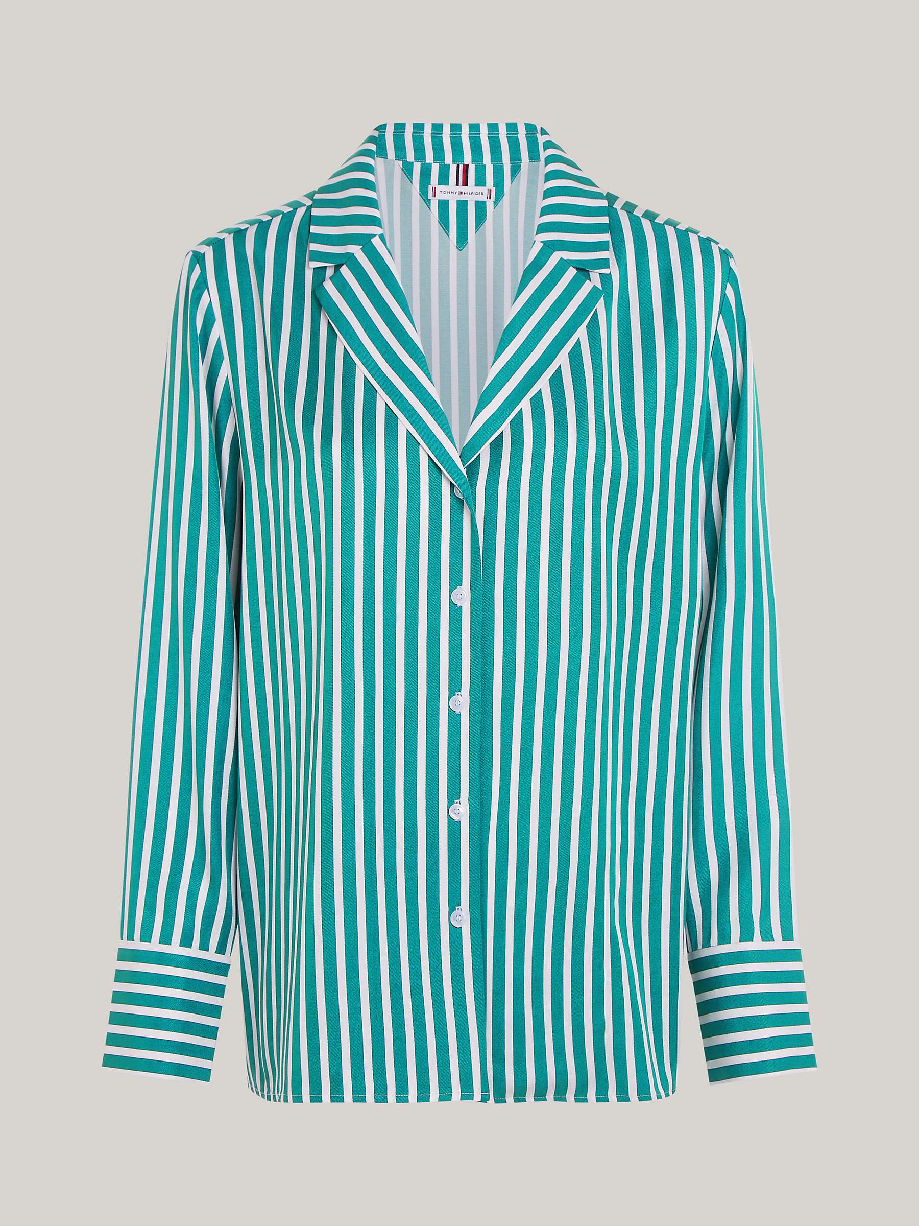 Buy Tommy Hilfiger Striped Satin Shirt, Green/White Online at johnlewis.com