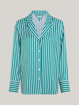 Tommy Hilfiger Striped Satin Shirt, Green/White