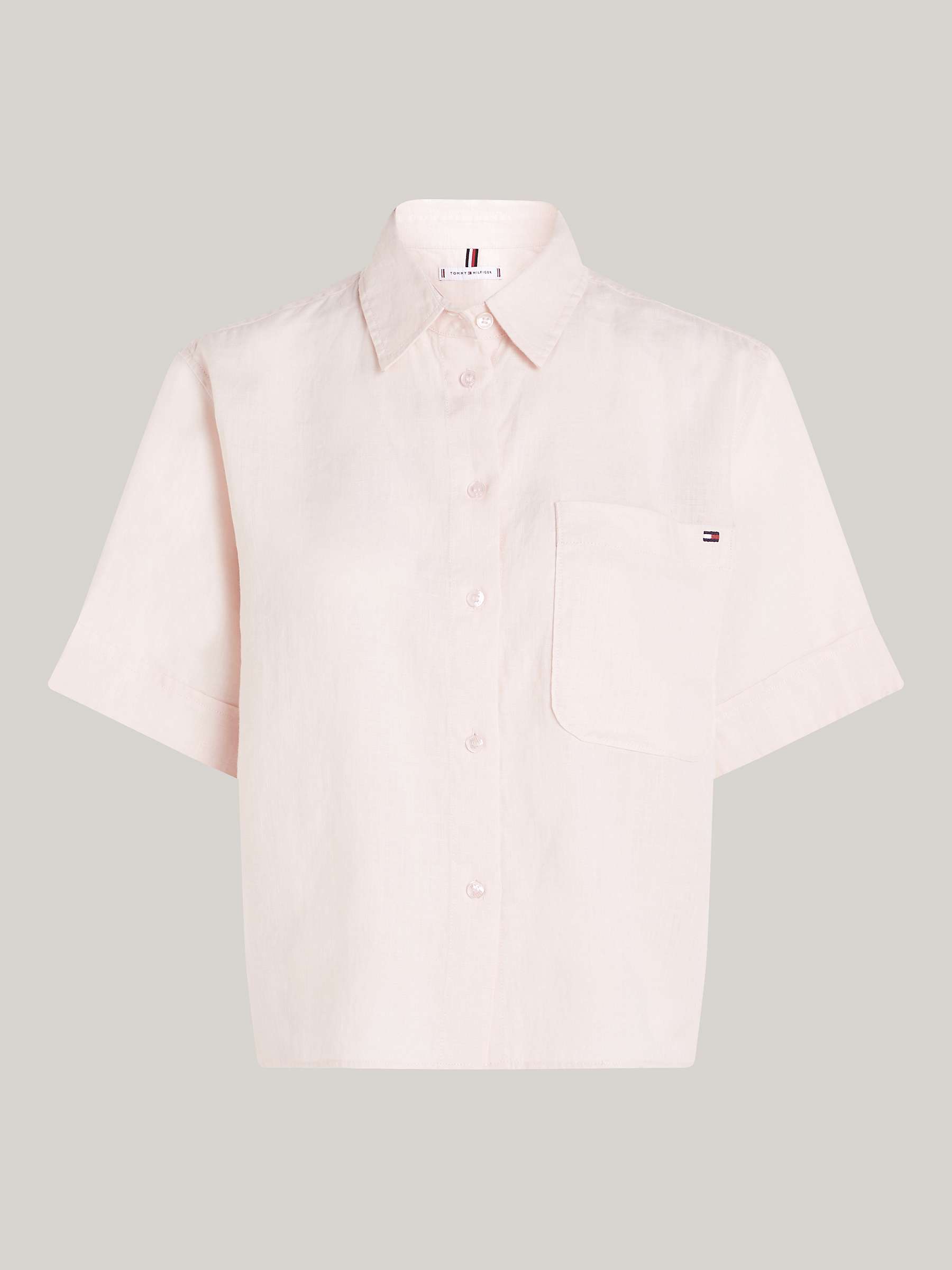 Buy Tommy Hilfiger Short Sleeve Relaxed Linen Shirt, Whimsy Pink Online at johnlewis.com