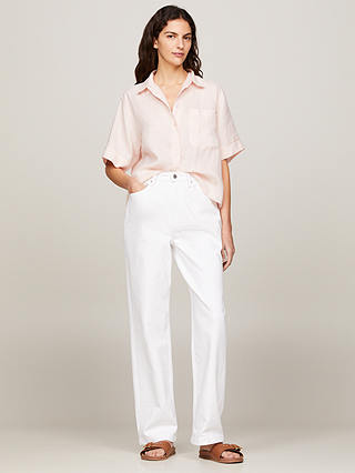 Tommy Hilfiger Short Sleeve Relaxed Linen Shirt, Whimsy Pink