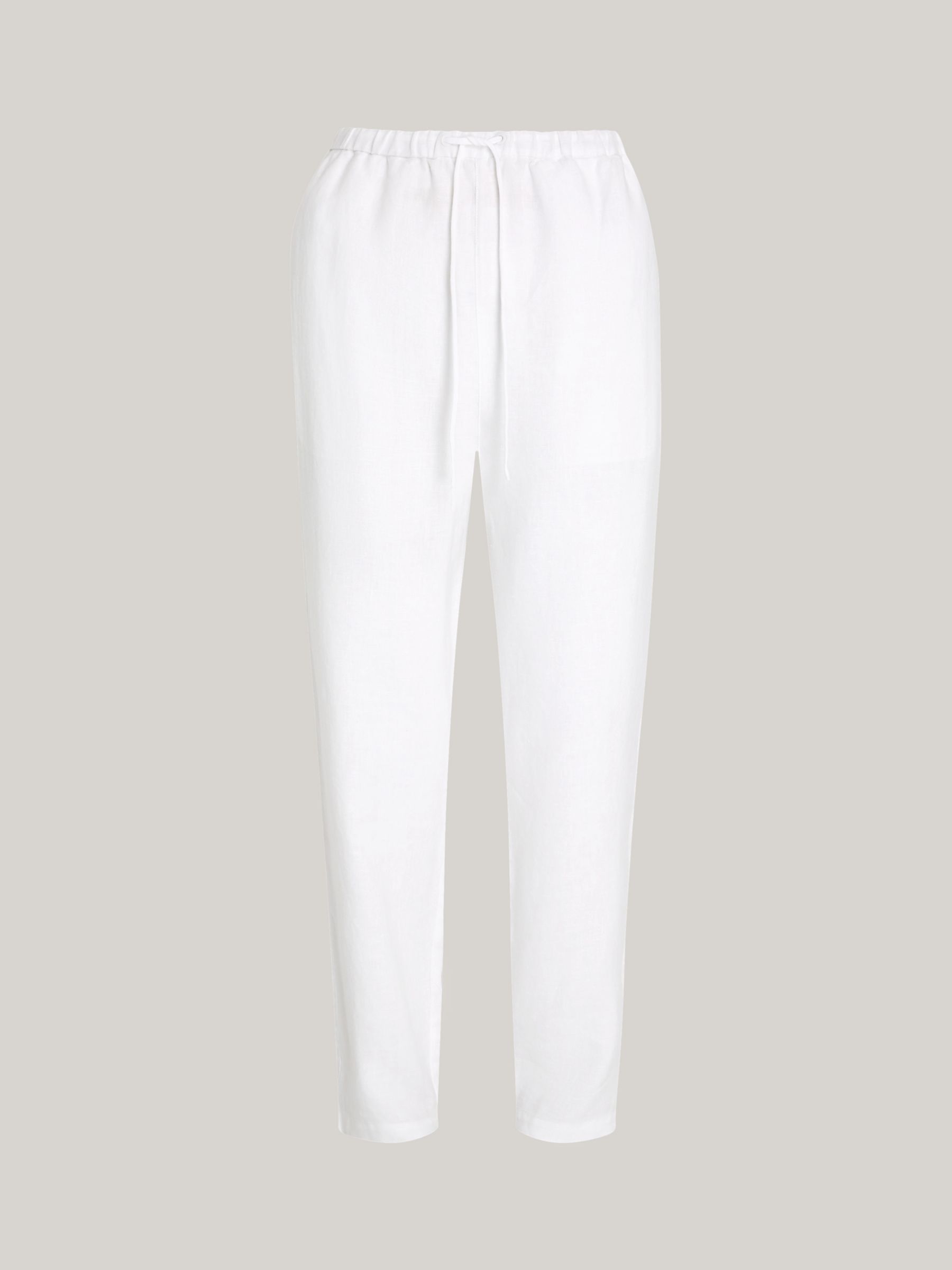 Tommy Hilfiger Linen Blend Drawstring Trousers, Optic White, 4