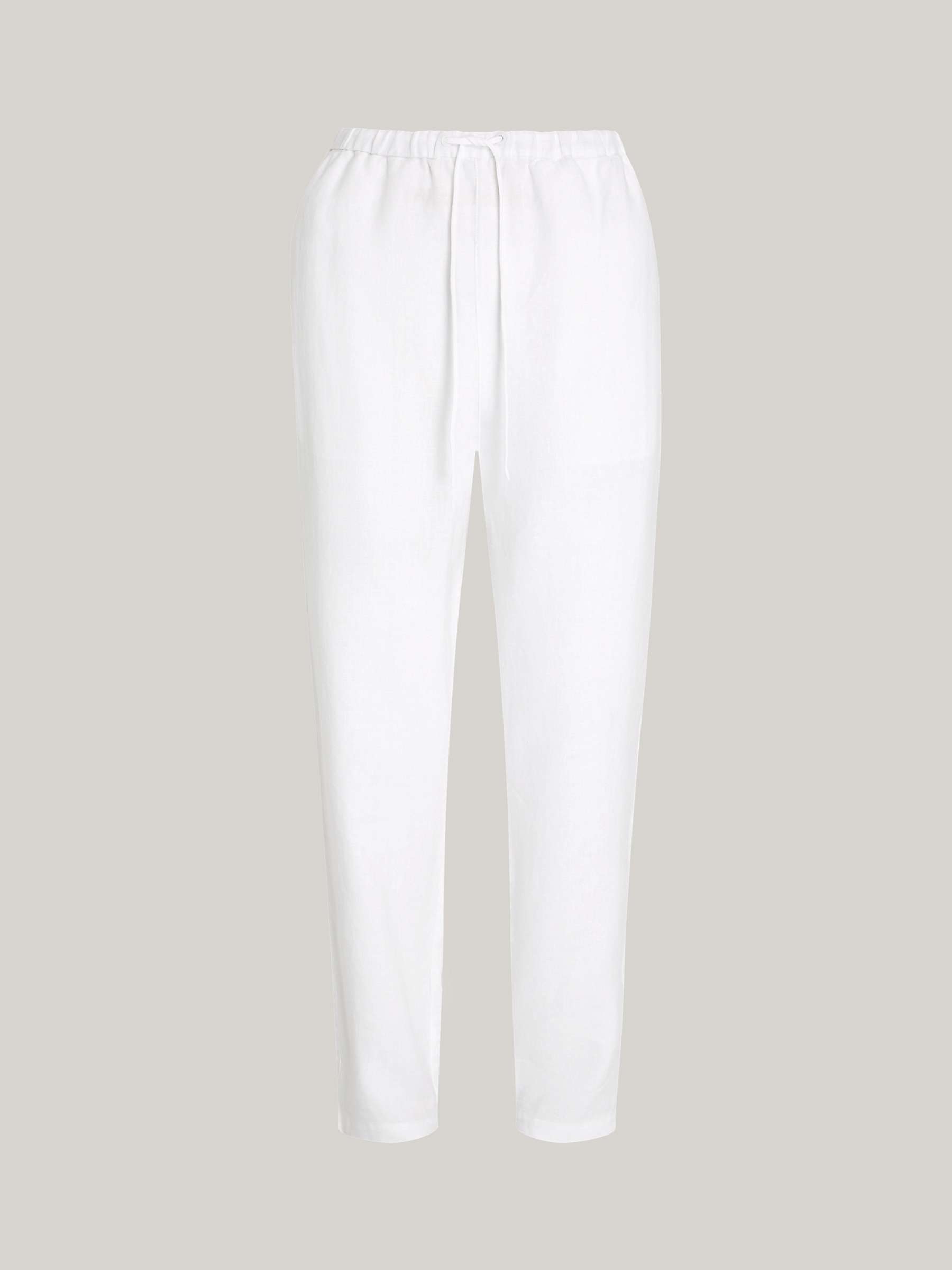 Buy Tommy Hilfiger Linen Blend Drawstring Trousers, Optic White Online at johnlewis.com