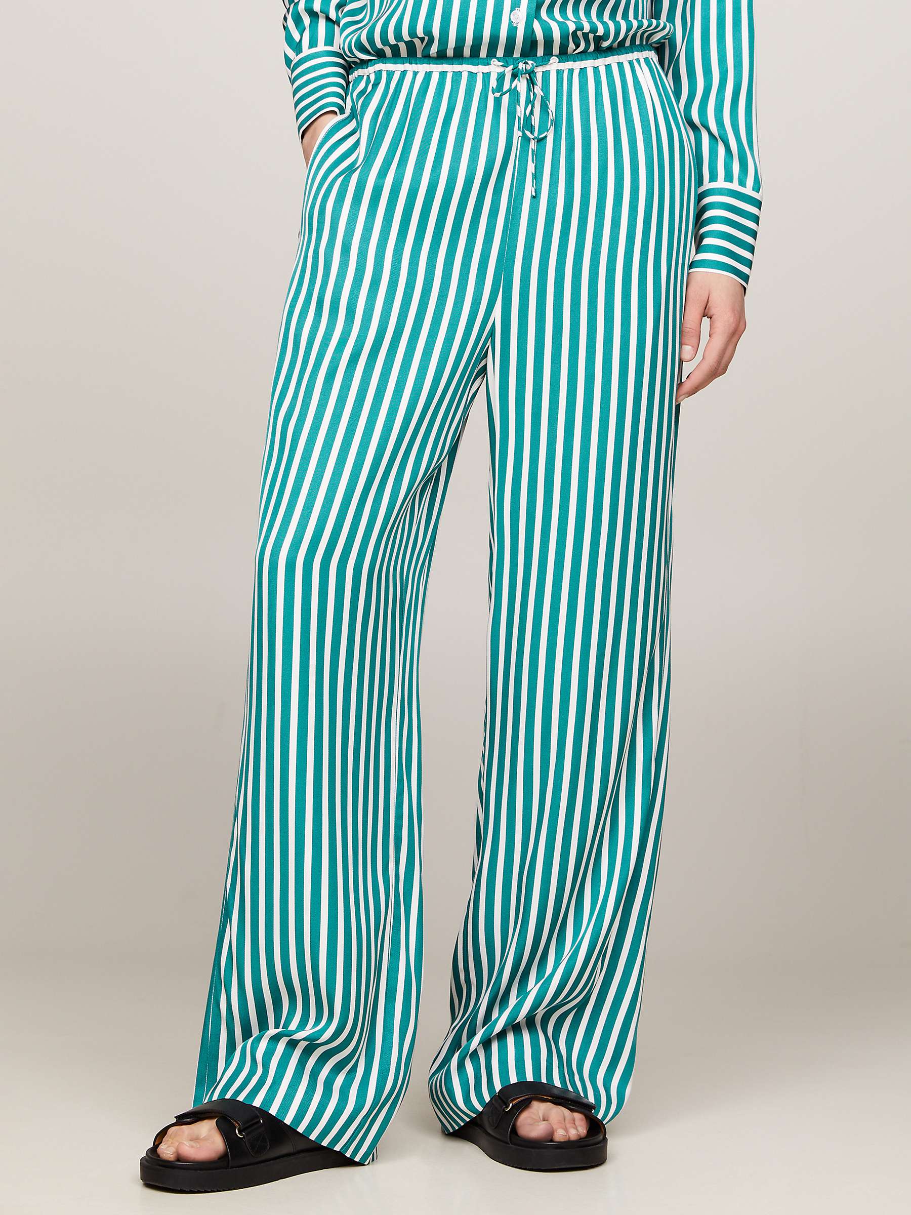 Buy Tommy Hilfiger Fluid Stripe Trousers, Green/White Online at johnlewis.com