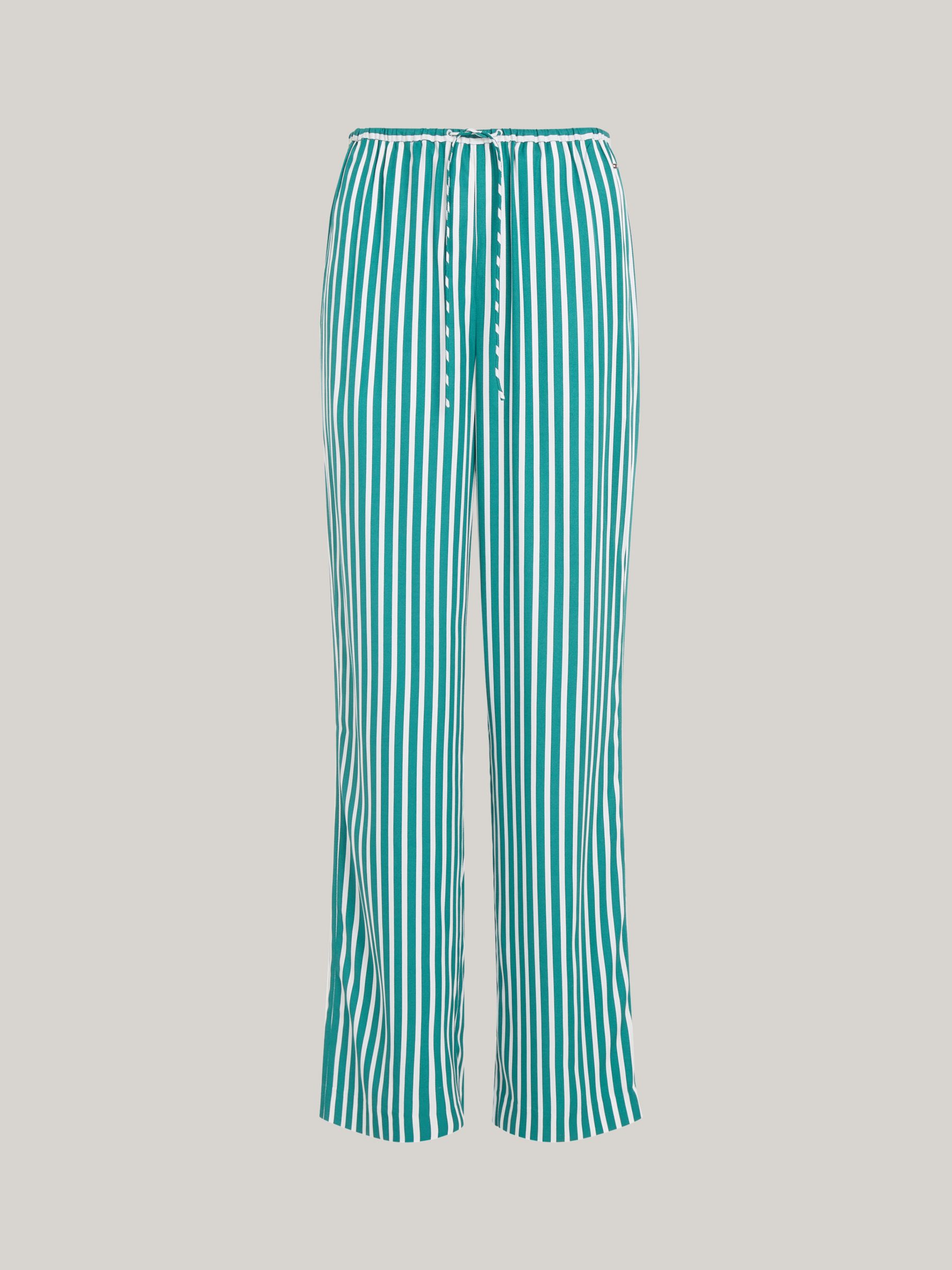 Tommy Hilfiger Fluid Stripe Trousers, Green/White, 6