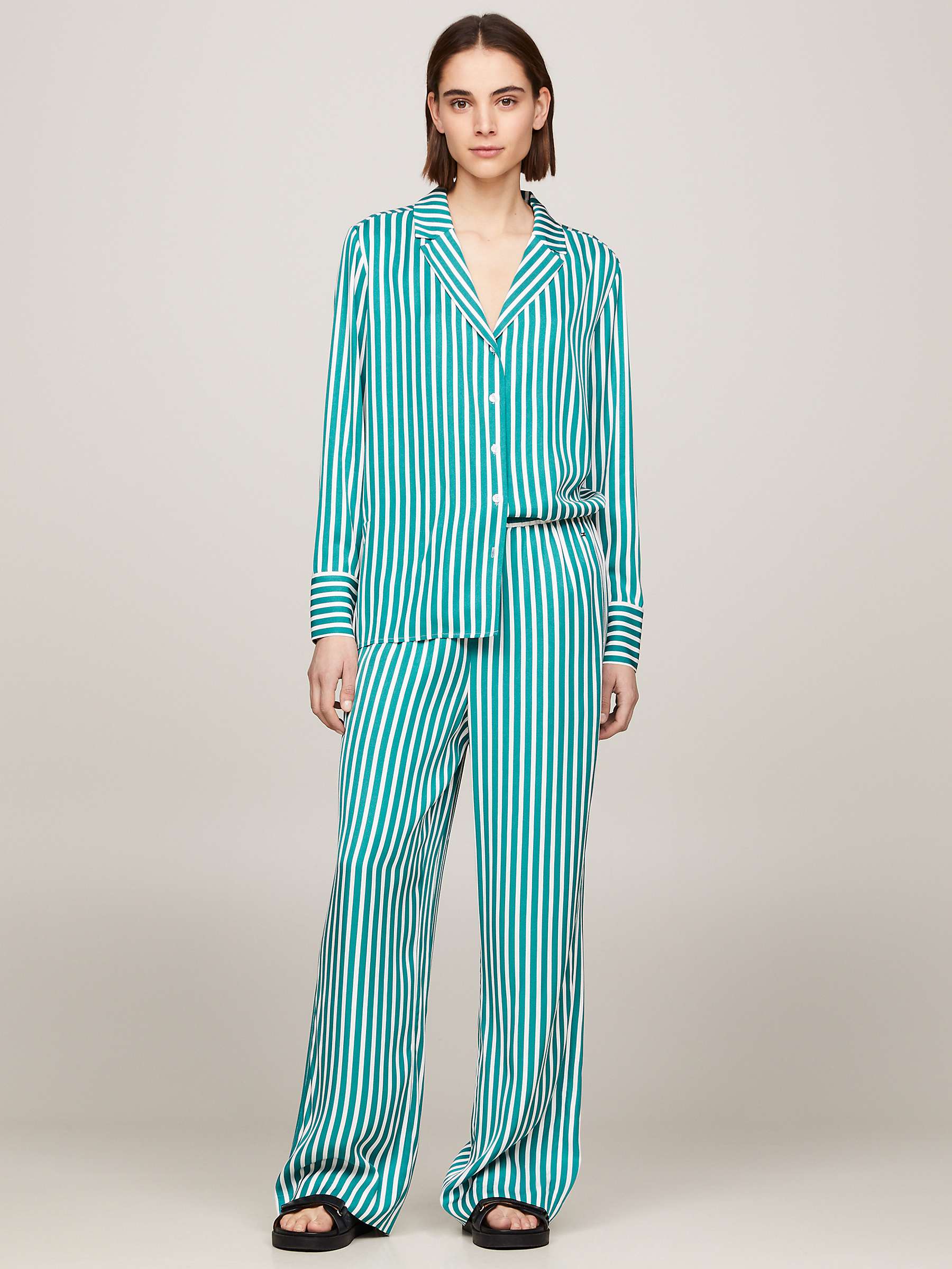 Buy Tommy Hilfiger Fluid Stripe Trousers, Green/White Online at johnlewis.com