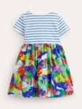 Mini Boden Kids' Hotchpotch Stripe/Sea Life Print Jersey Dress, Sapphire Blue