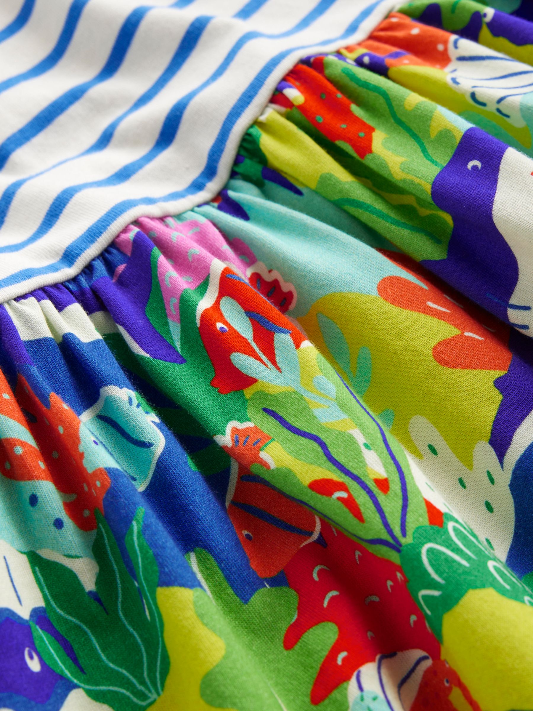 Buy Mini Boden Kids' Hotchpotch Stripe/Sea Life Print Jersey Dress, Sapphire Blue Online at johnlewis.com