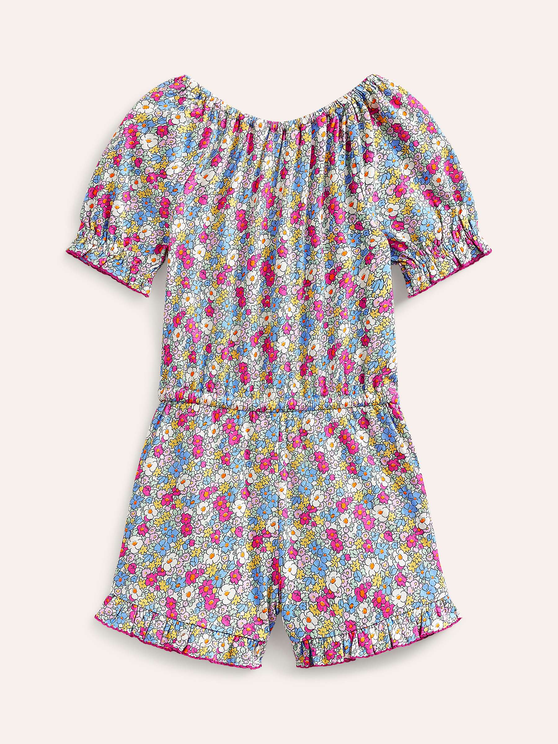 Buy Mini Boden Kids' Nautical Floral Print Jersey Playsuit, Pink/Multi Online at johnlewis.com